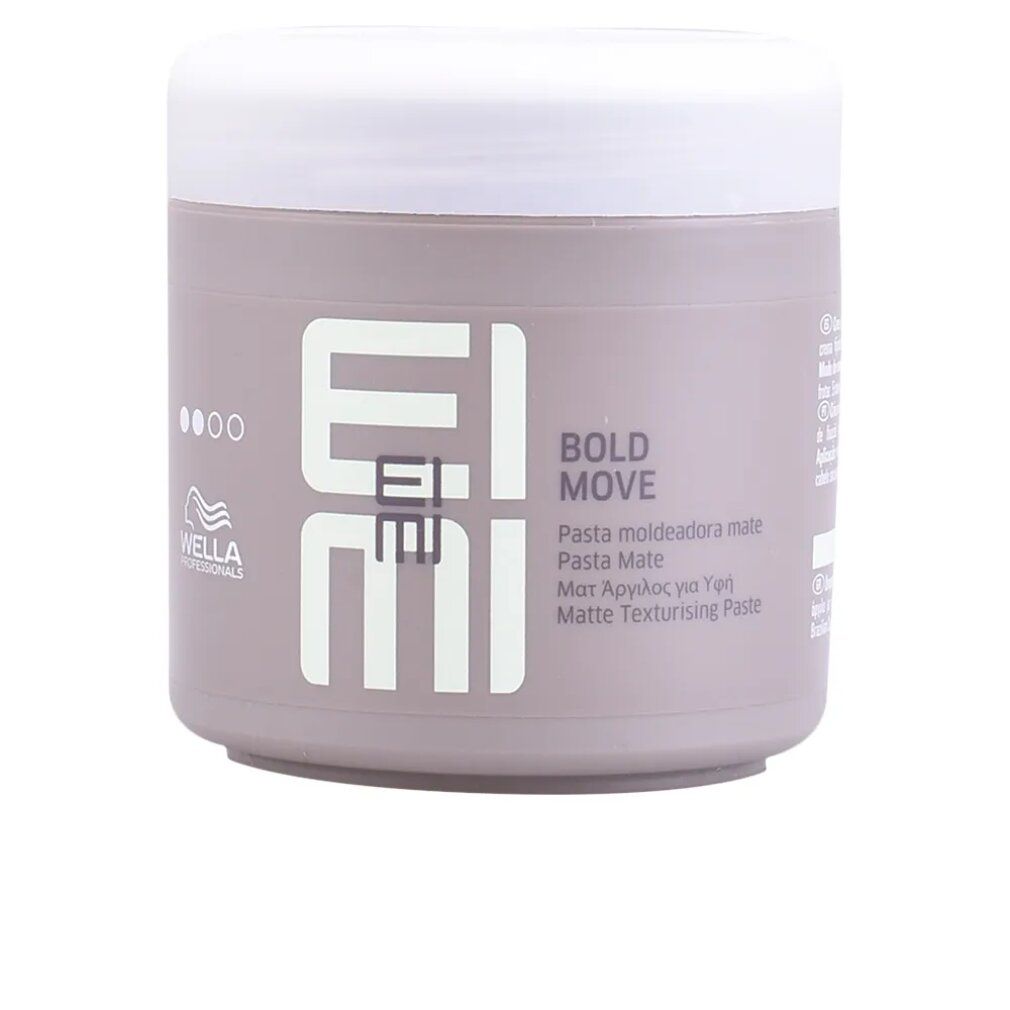 Behälter mit Stylingwachs. Aufschrift: EIMI Bold Move. Texturierende Paste. Marke Wella.