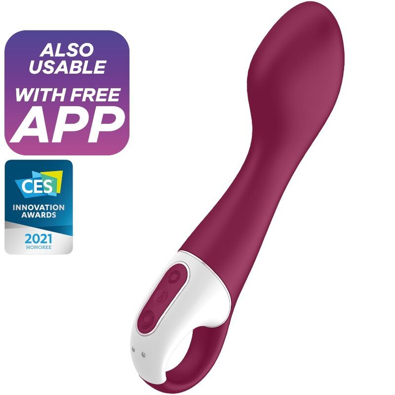 Bordeauxfarbener Vibrator mit weißem Griff. Mit CES Innovation Awards 2021 Auszeichnung. App-Nutzung möglich.