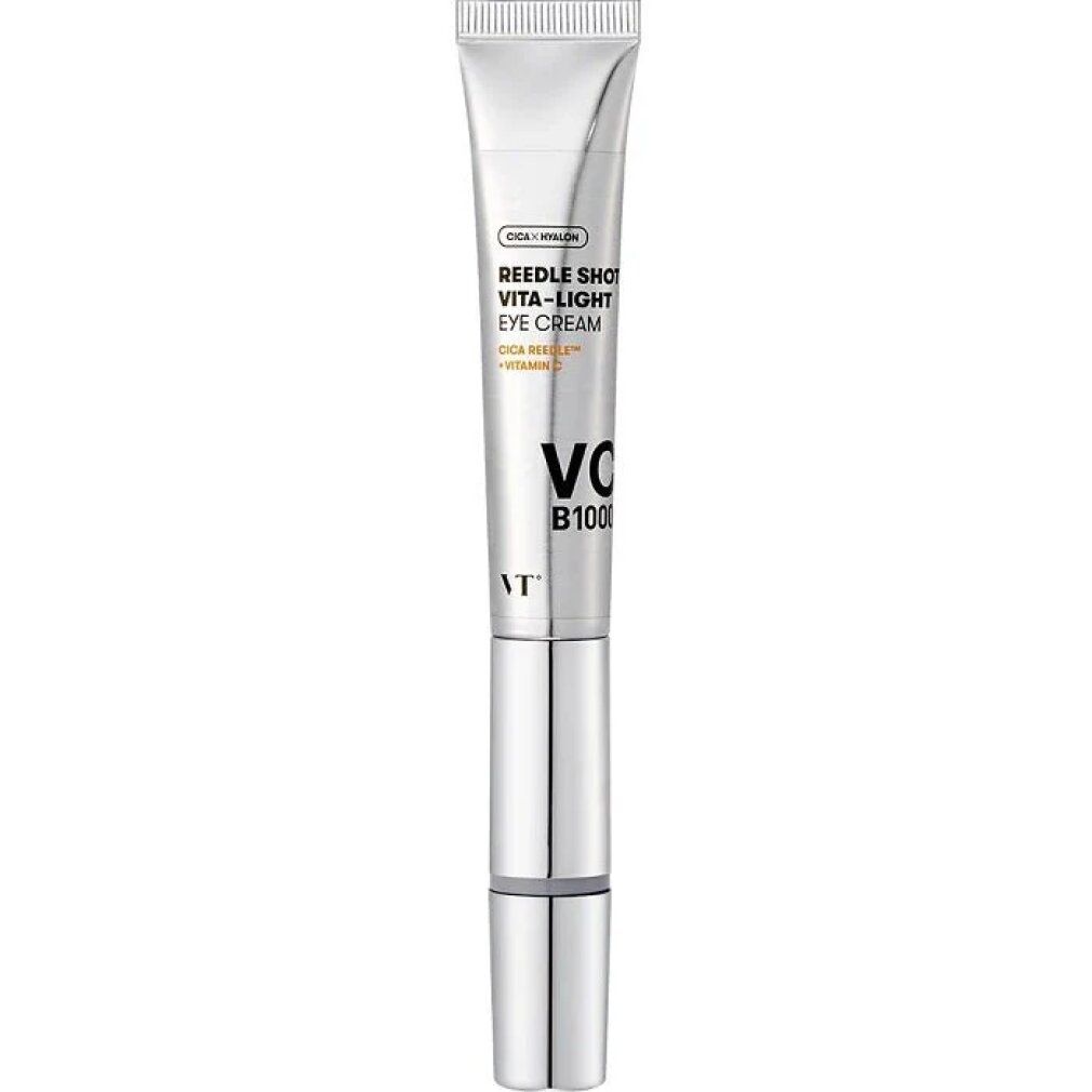 VT Cosmetics Reedle Shot Vita-Light Eye Cream in silberner Tube mit Applikator.