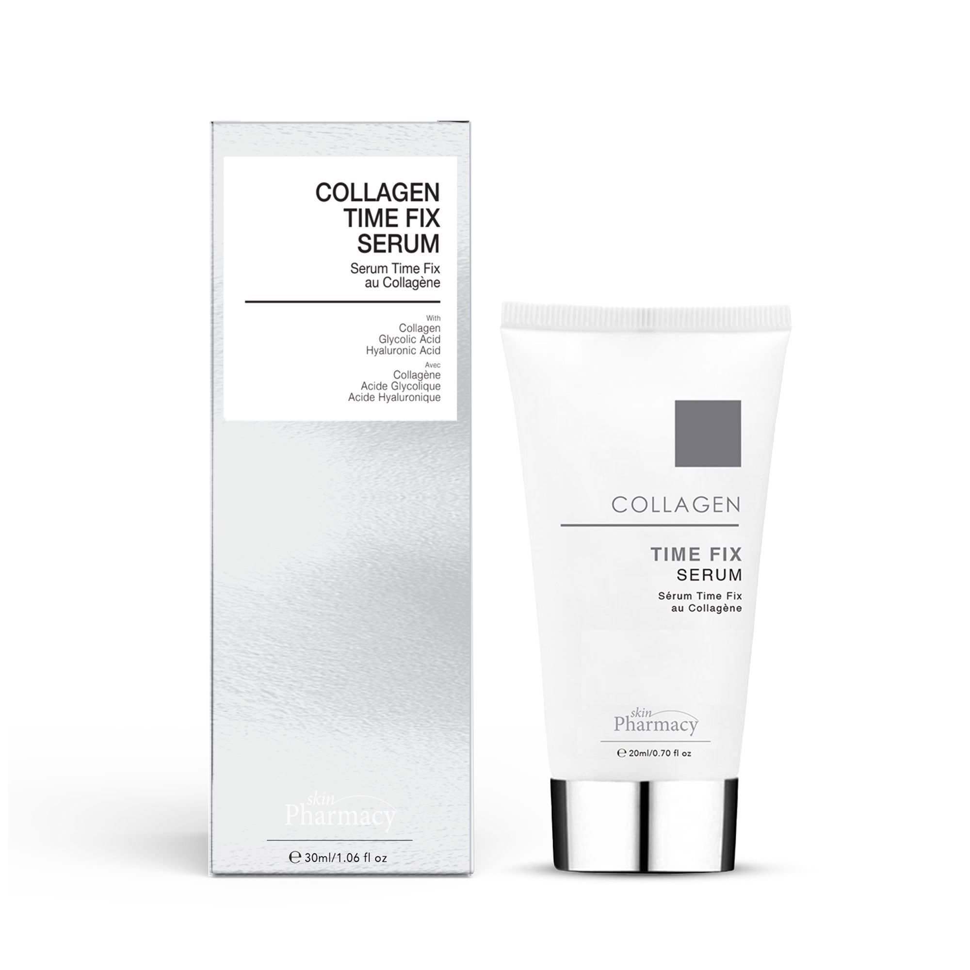 skinPharmacy Collagen Anti-Ageing Time Fix Serum 20ml Tube und Faltschachtel.