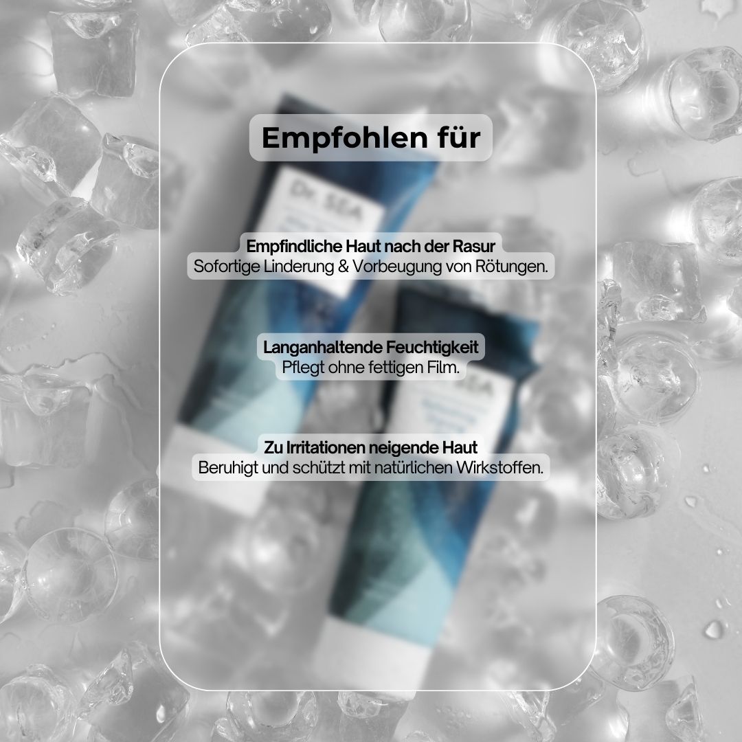 Zwei After Shave Moisturising Balm Tuben. Empfohlen für: empfindliche Haut, langanhaltende Feuchtigkeit, zu Irritationen neigende Haut.
