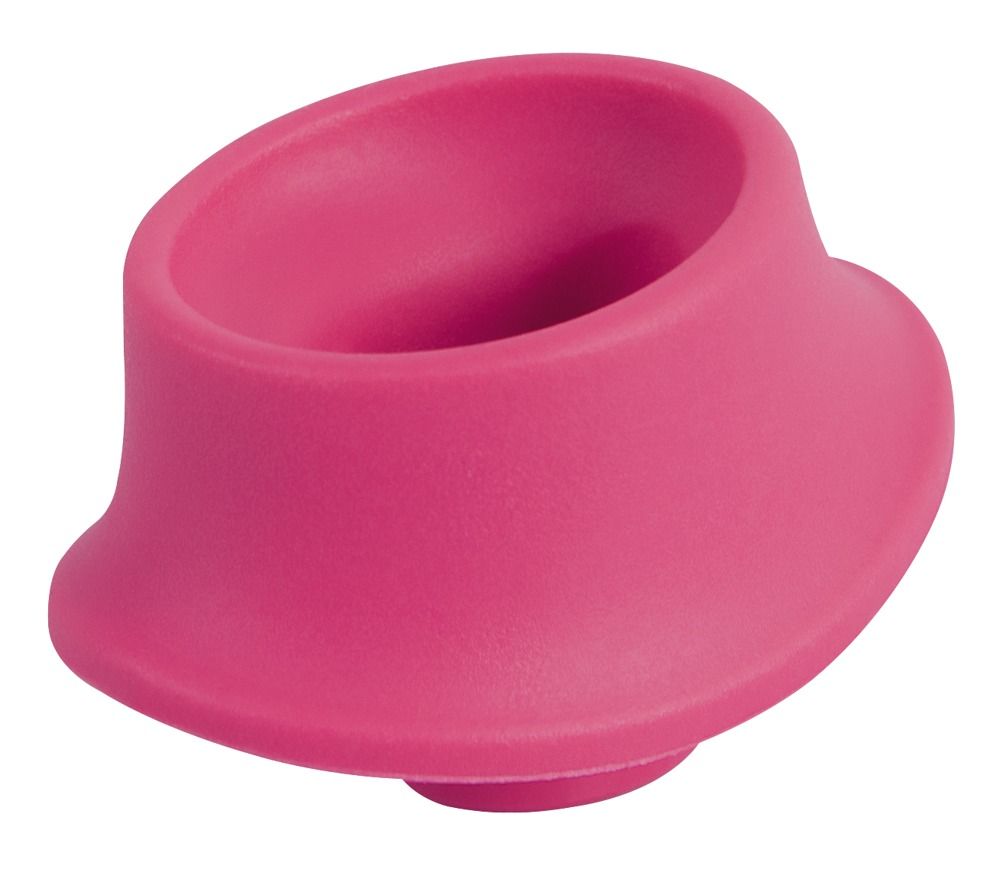Einzelner rosa Ersatzkopf. Runde Form mit konkavem Bereich. Unterseite mit kleinem Vorsprung.