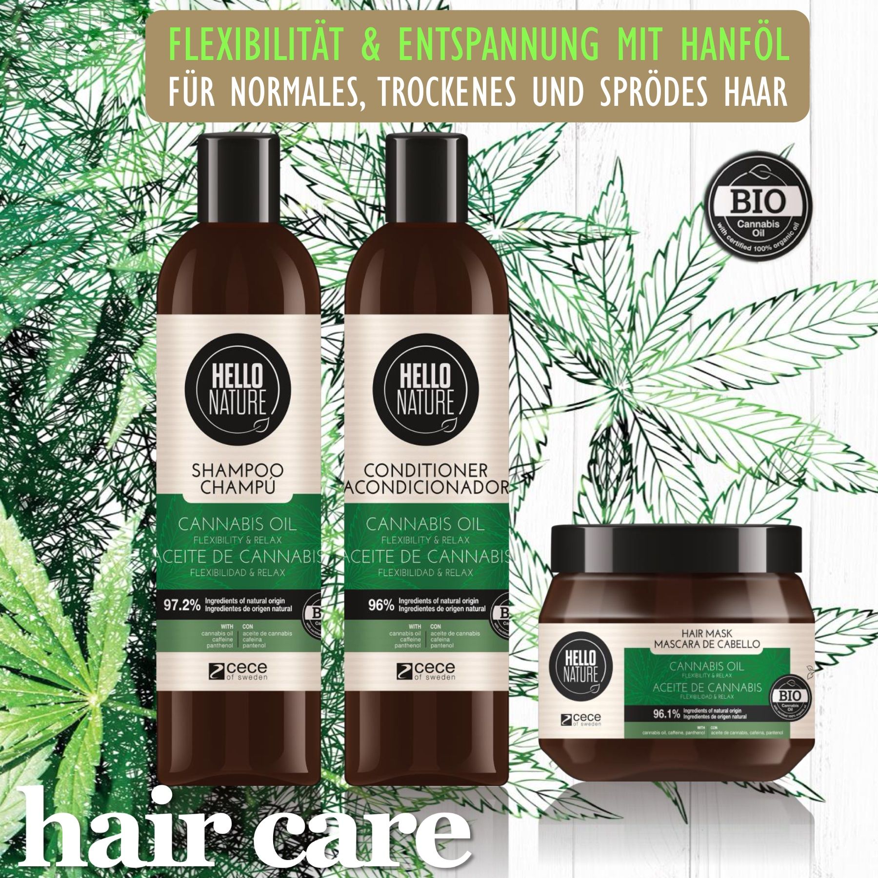 Hello Nature Pflege Haare Body Geschenkset Cannabis für Körperpflege