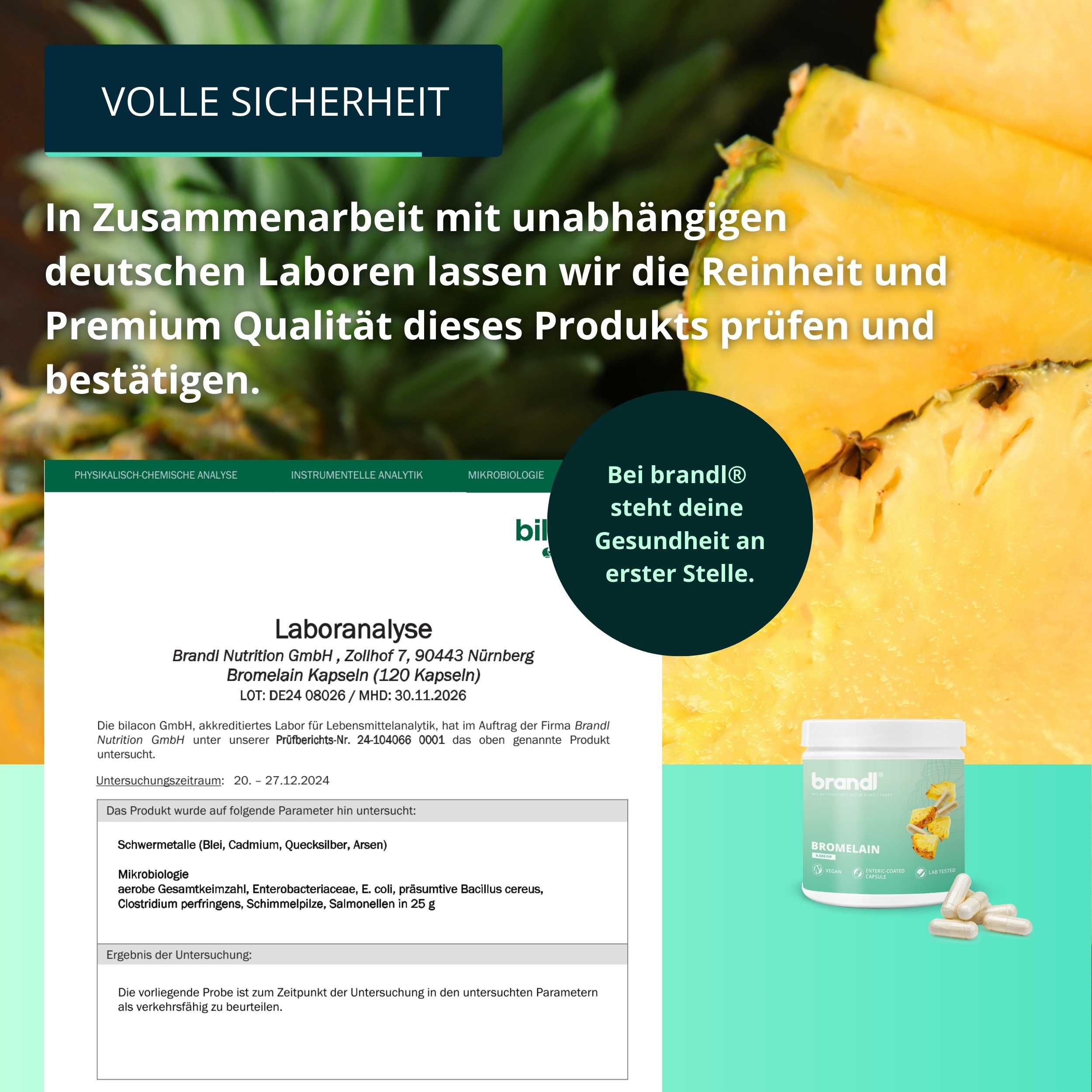 brandl® Bromelain hochdosiert | Enzyme aus der Ananas mit 6.000 F.I.P. | Premium Kapseln
