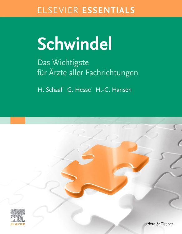 Buchcover mit Titel "Schwindel". Autoren: H. Schaaf, G. Hesse, H.-C. Hansen. Verlag: Elsevier. Puzzle-Motiv.