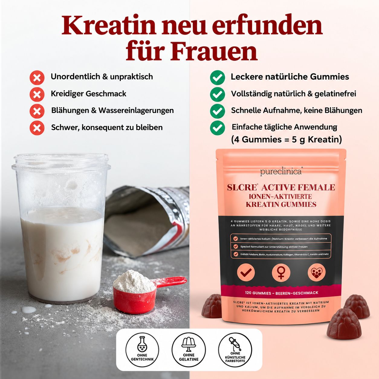 Pureclinica SLCre Kreatin-Gummibärchen für Frauen