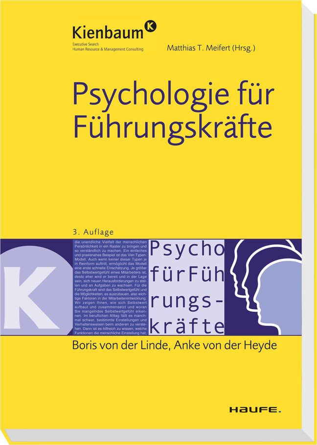 Buchcover: Psychologie für Führungskräfte. Titel in Schwarz auf gelbem Hintergrund. Autoren: Boris von der Linde, Anke von der Heyde.
