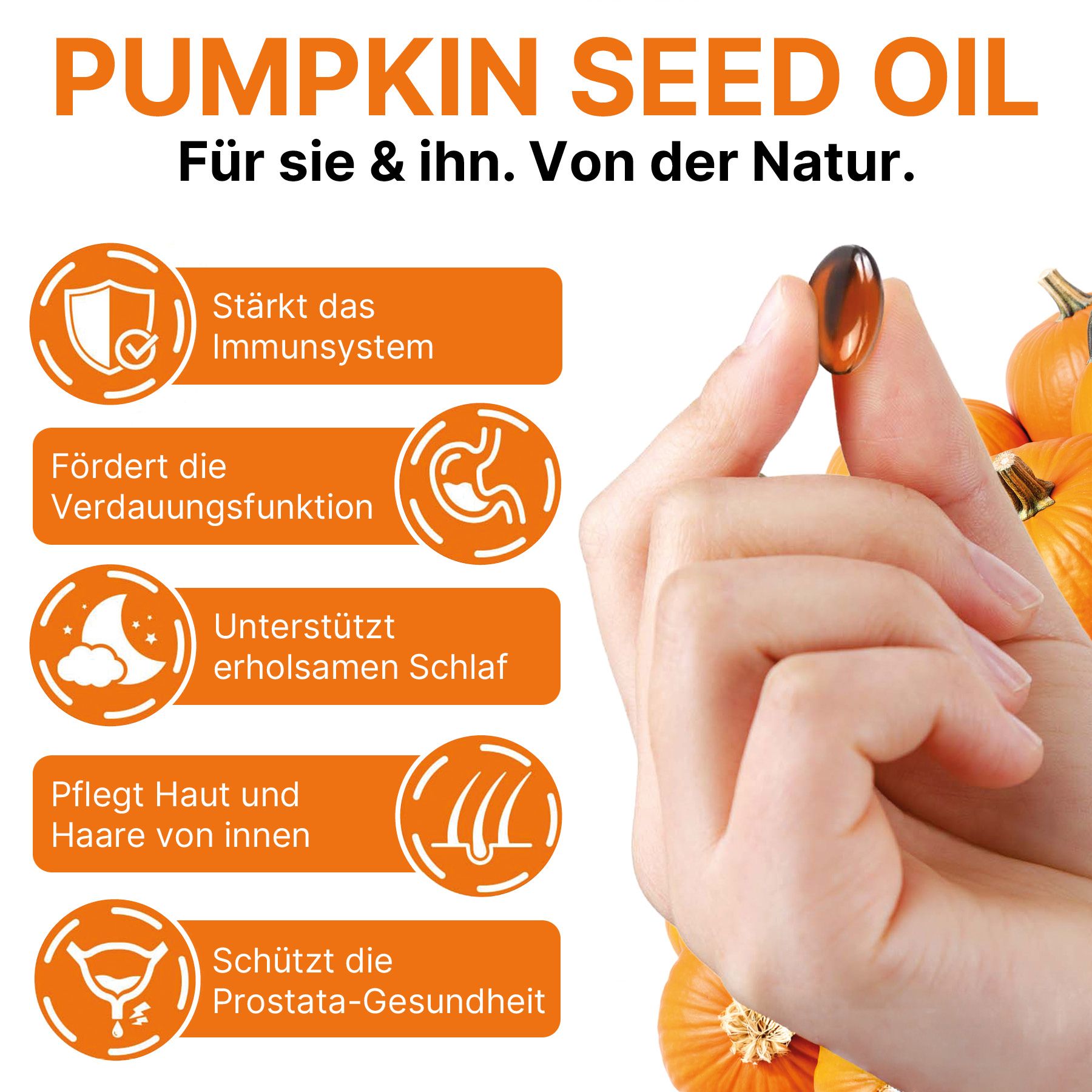 Acentiallabs Kürbiskernöl Sägepalmenöl Softgels Kapseln für Prostata Gesundheit Haare