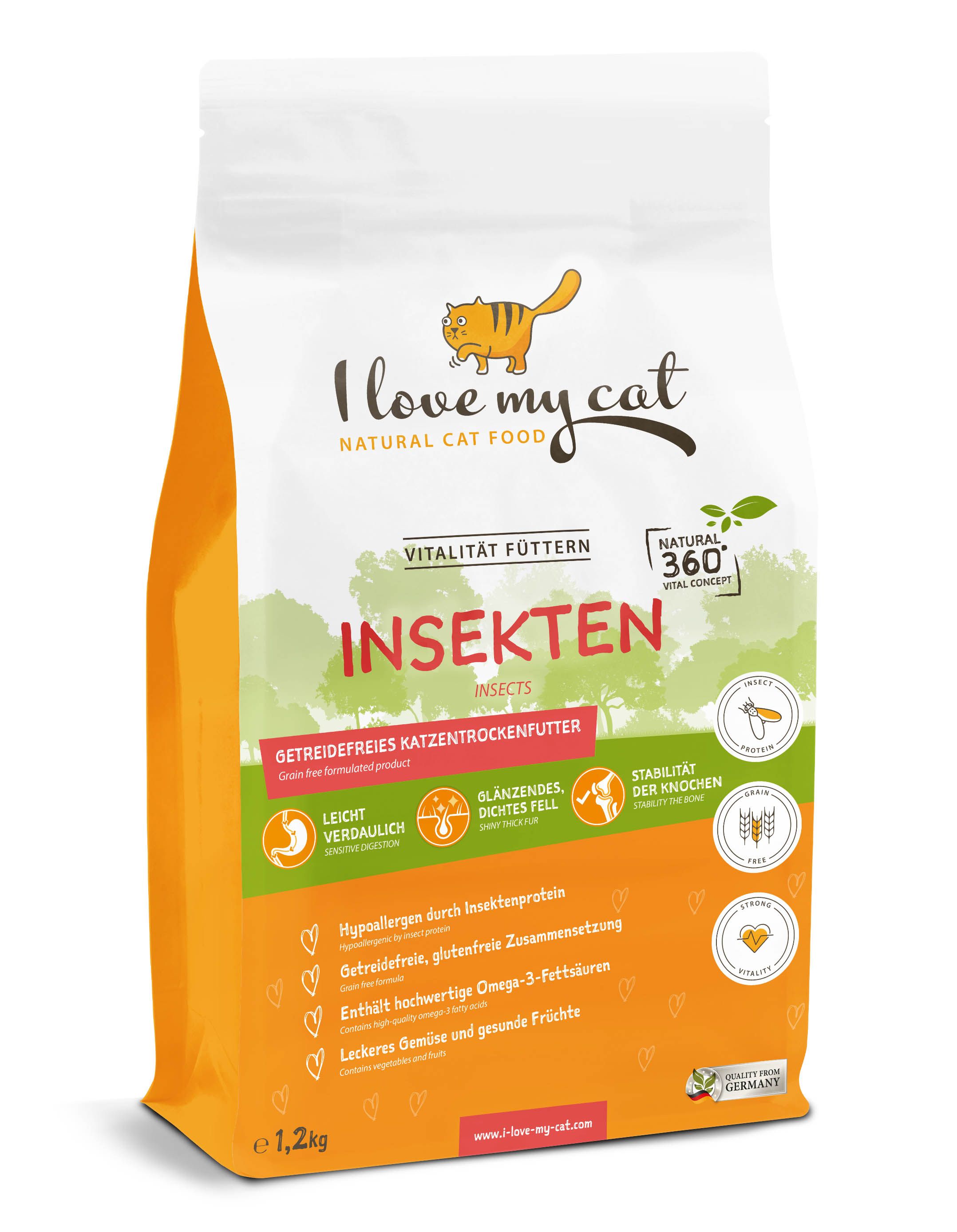 I love my cat Sparset für Katzen mit Pankreatitis: Trockenfutter mit Insektenprotein +Shiimun Gastro