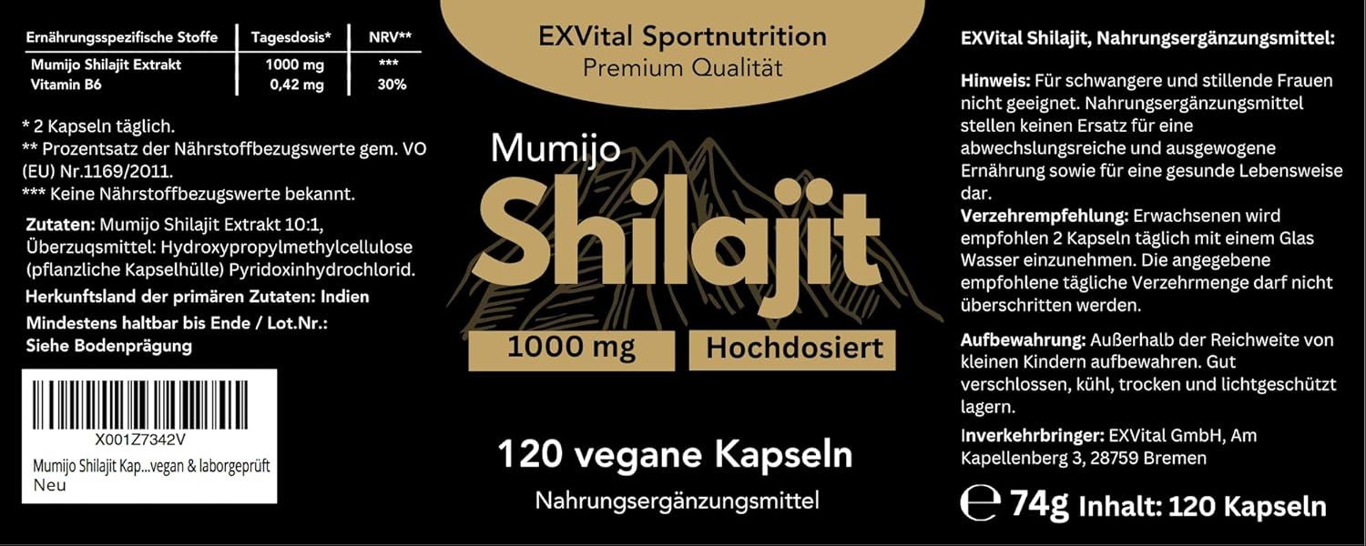 Laborbericht von mylab International für EXVital Shilajit Kapseln. "Tested" Siegel.
