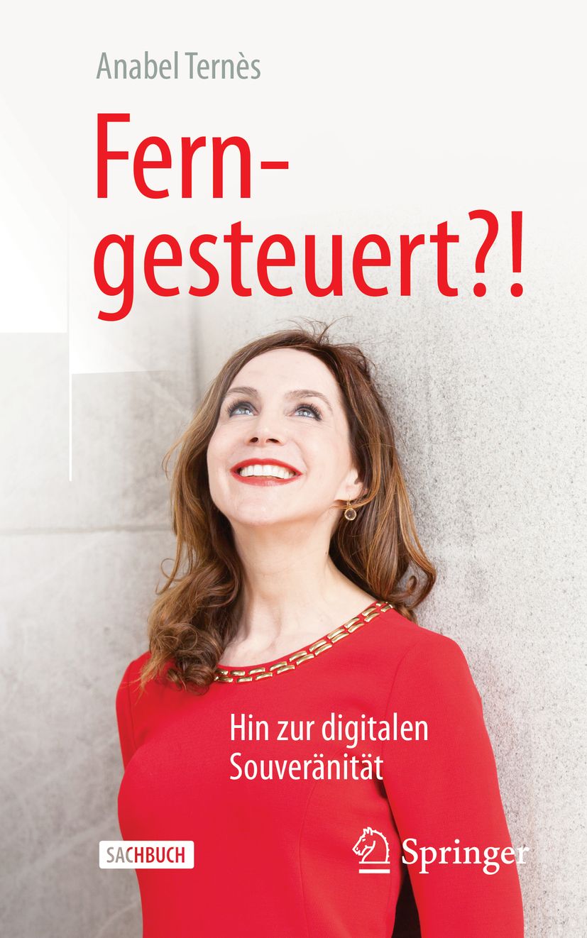Buchcover mit Titel "Ferngesteuert?!" und Autorin Anabel Ternès. Frau in rotem Kleid blickt nach oben. Verlag Springer.