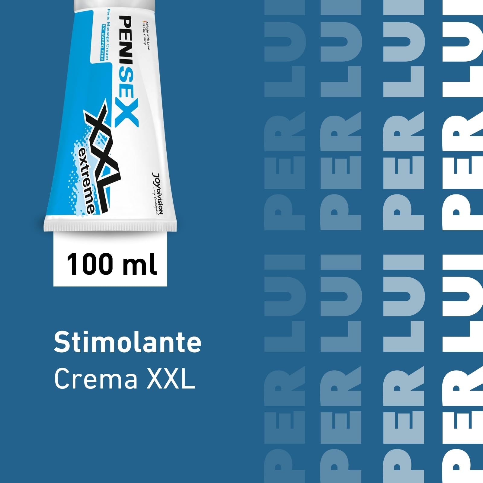 JOYDIVISION PENISEX XXL extreme Creme, 100 ml. Italienisch: Stimolante Crema XXL. Blau-weiße Verpackung.
