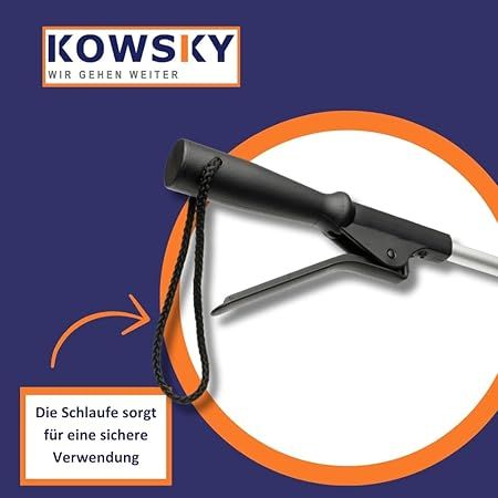 Greifhilfe, schwarze Handschlaufe. Text: Die Schlaufe sorgt für eine sichere Verwendung.
