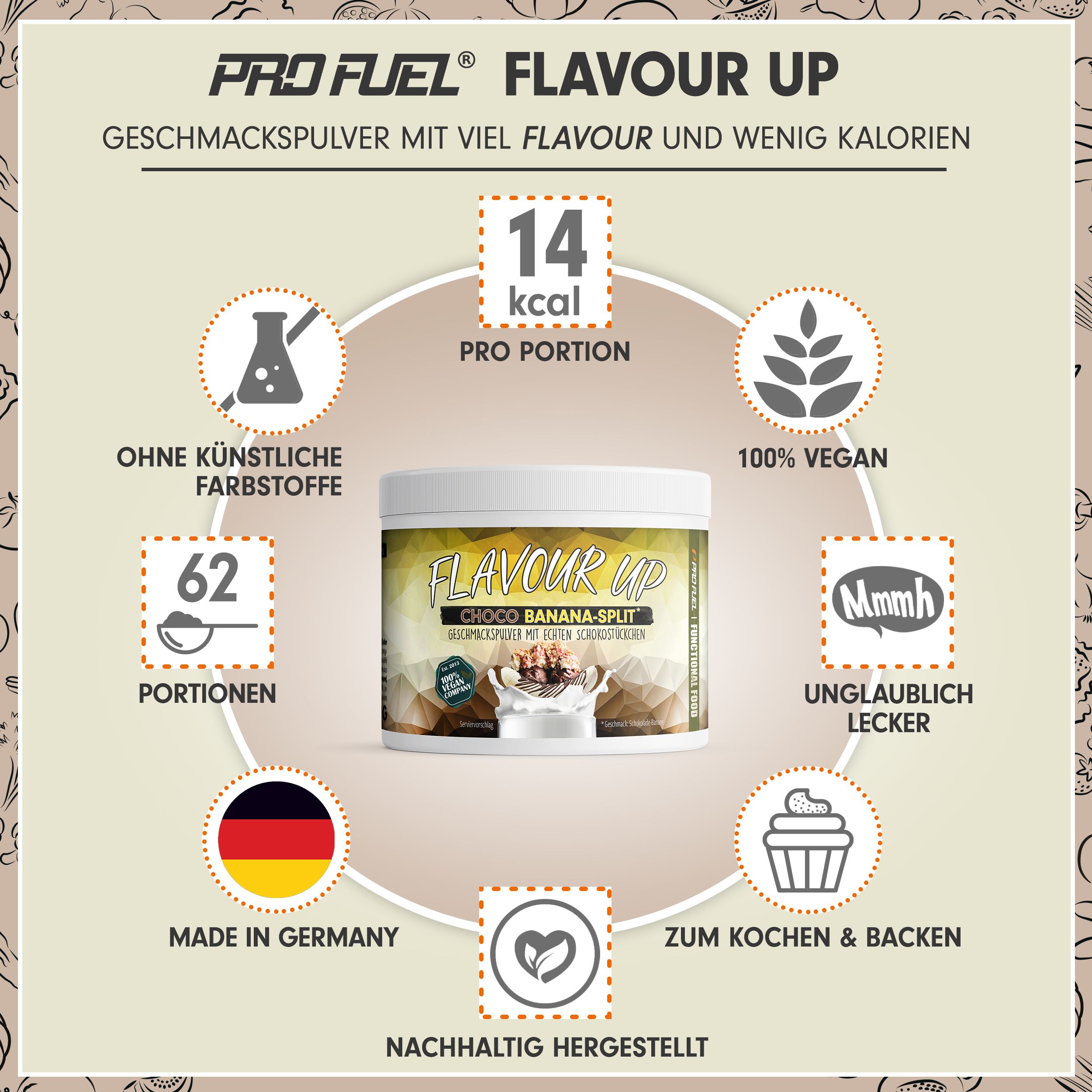 ProFuel - FLAVOUR UP Geschmackspulver - Choco Banana-Split - nur 14 kcal pro Portion