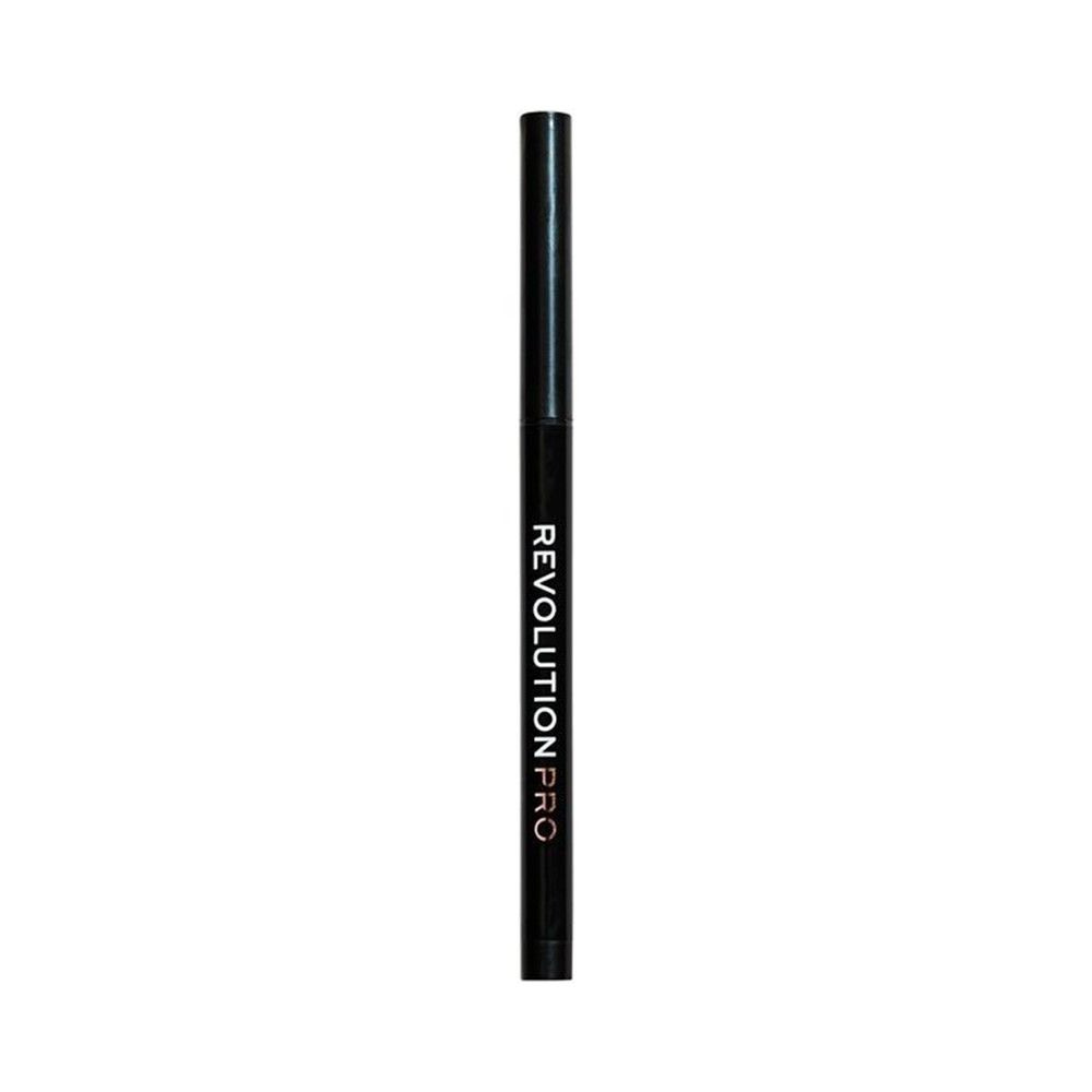 Schwarzer Eyeliner-Stift mit geschlossenem Deckel. Der Stift hat den Schriftzug REVOLUTION PRO.