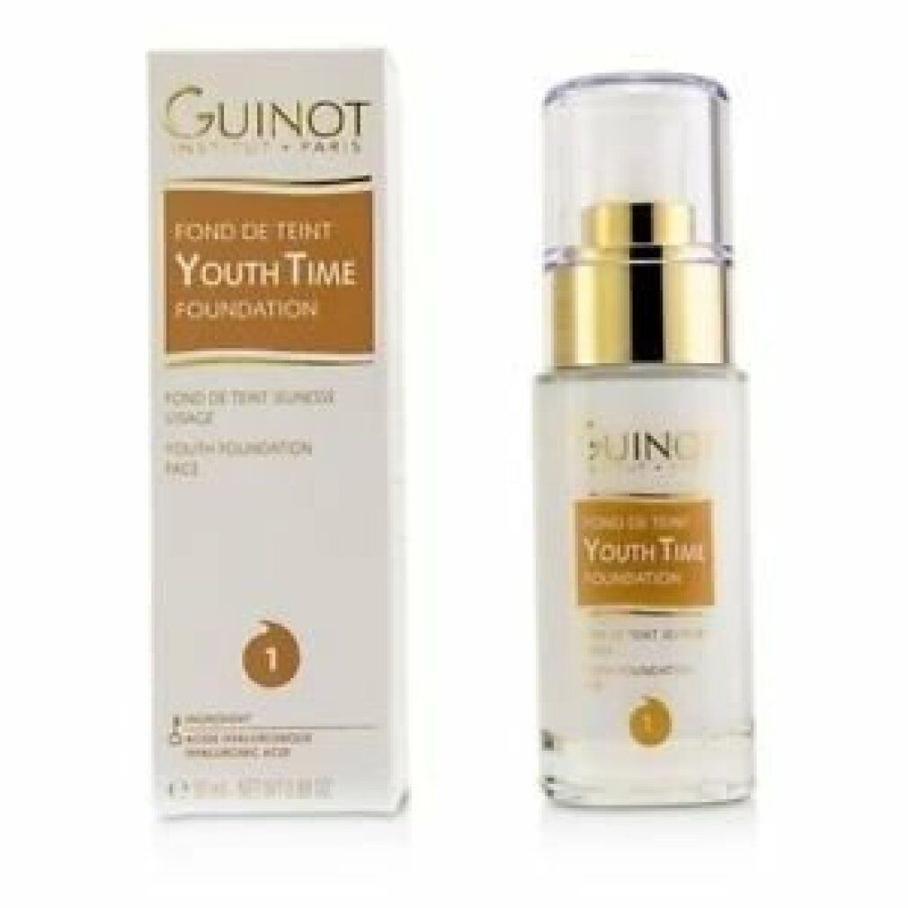 Guinot Youth Time Foundation Nr. 1, Flasche und Verpackung. Aufschrift: Youth Time Foundation, Nr. 1.