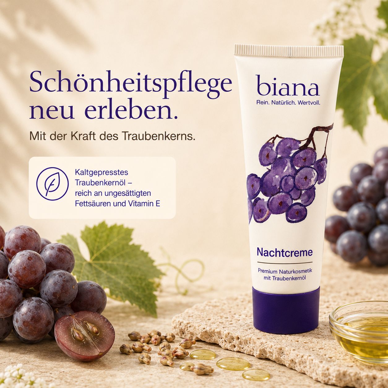 biana Nachtcreme – Premium Naturkosmetik mit Traubenkernöl OPC