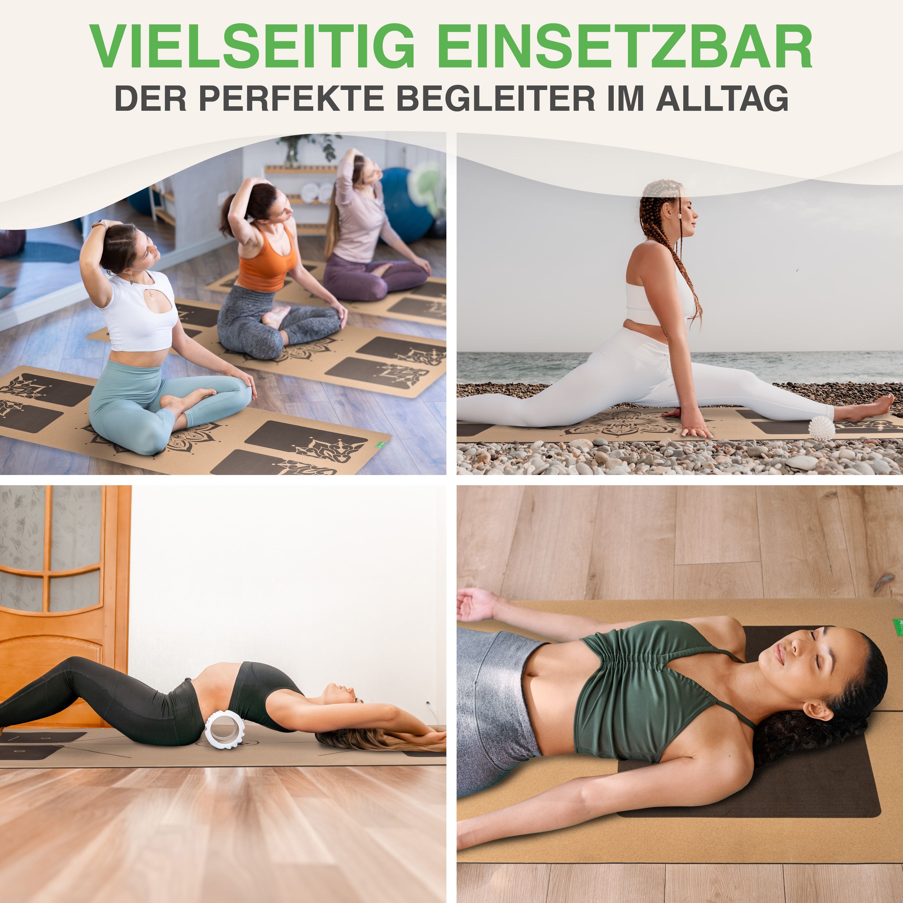 BACKLAxx® Yogamatte Kork mit Naturkautschuk 183x61x0,4cm