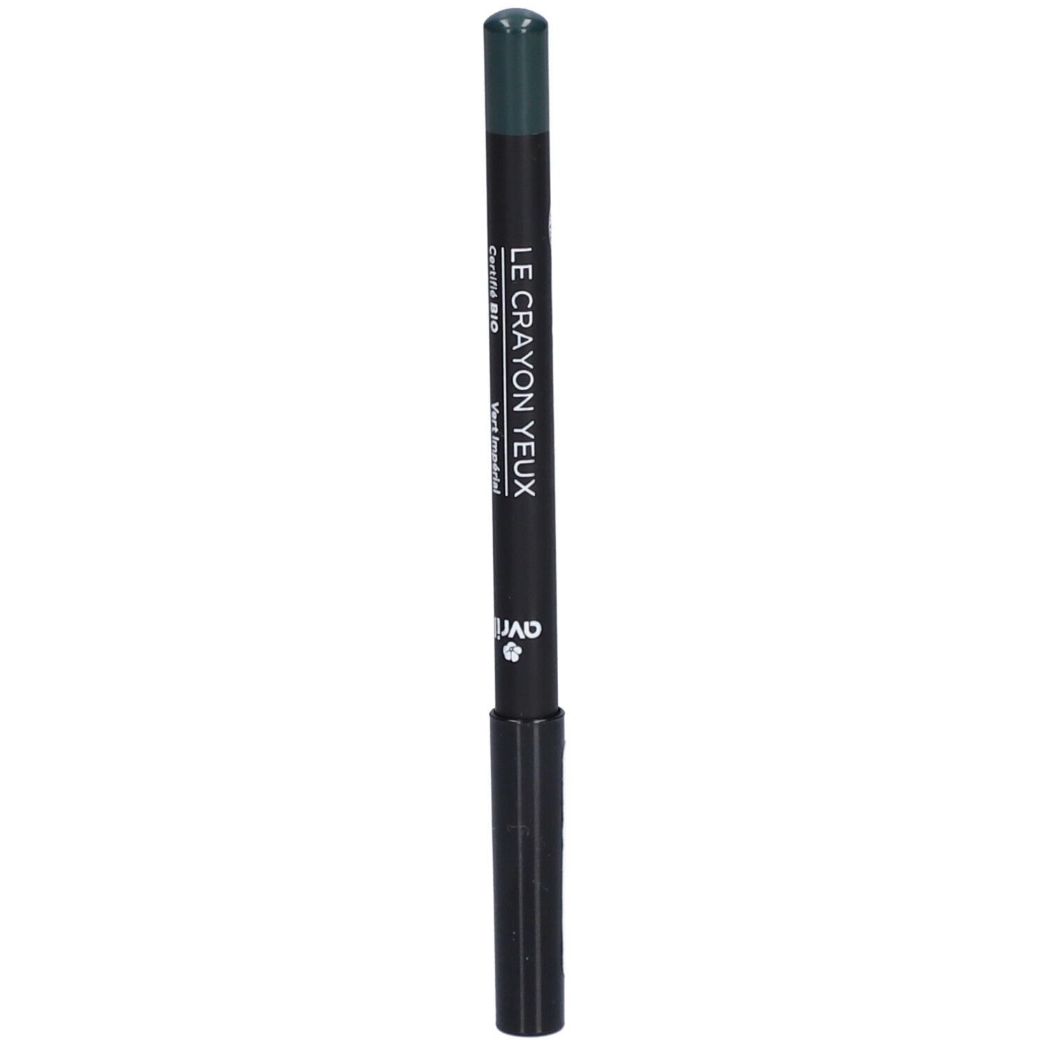 Grüner Augenstift. Schwarzer Stift mit grünem Ende. Text: Vert Impérial.
