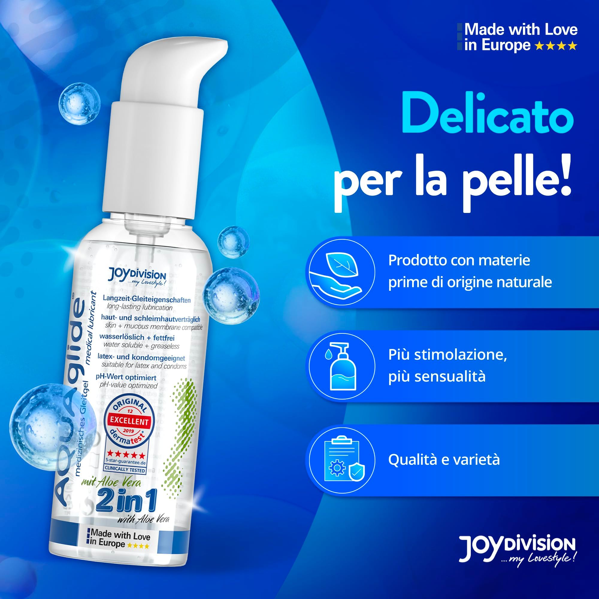 Joydivision AQUAGLIDE 2in1 Gleitgel mit Aloe Vera, 125ml Pumpflakon.