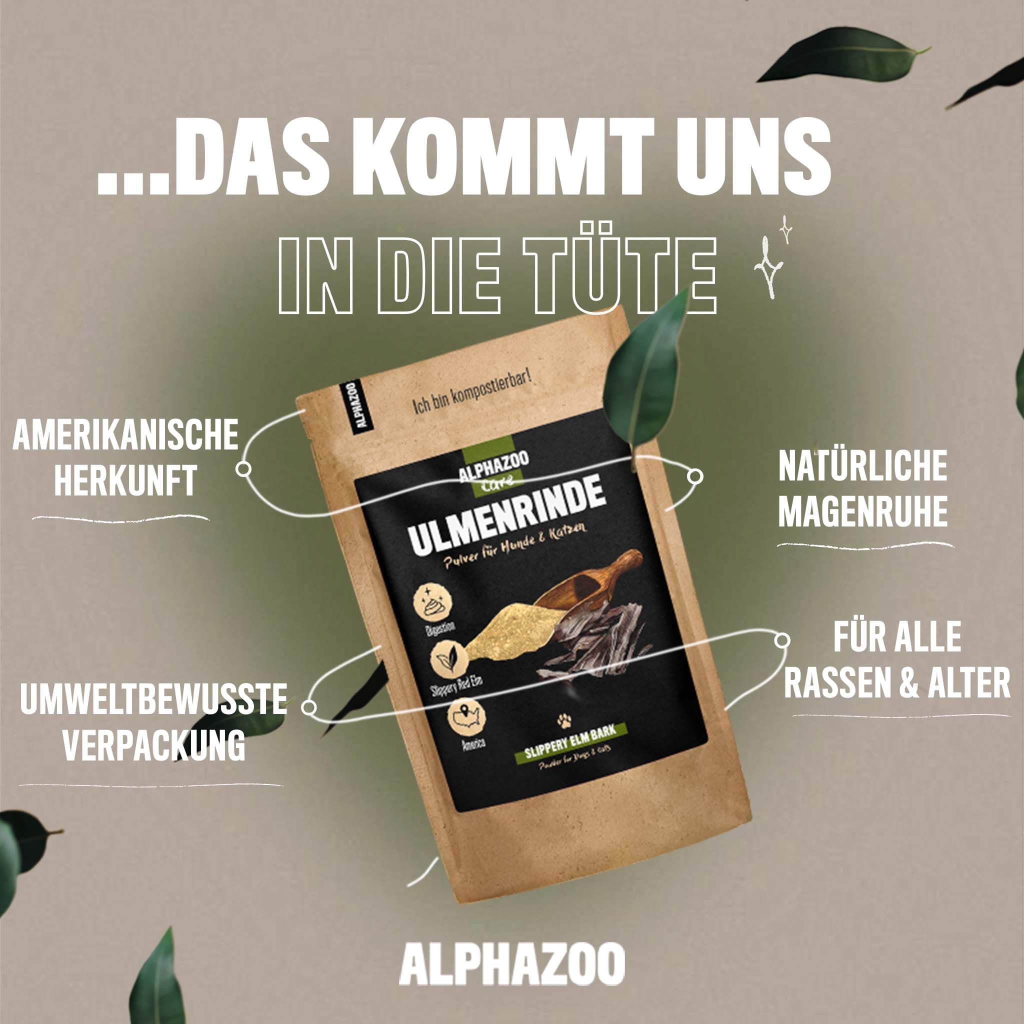 ALPHAZOO Ulmenrinde Pulver für Hunde und Katzen