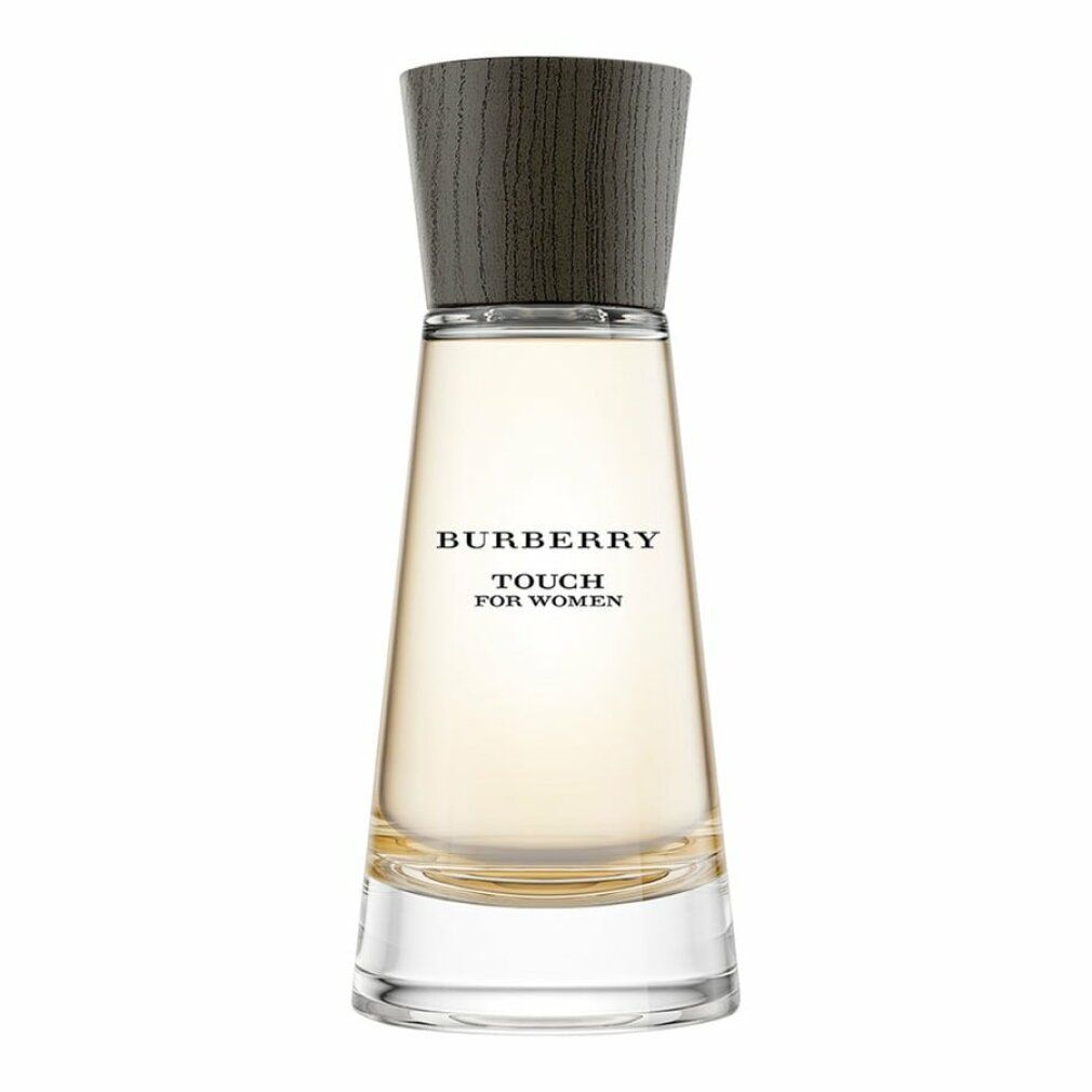 Burberry Touch für Frauen. Flakon mit Holzdeckel. Aufschrift: Burberry Touch for Women.