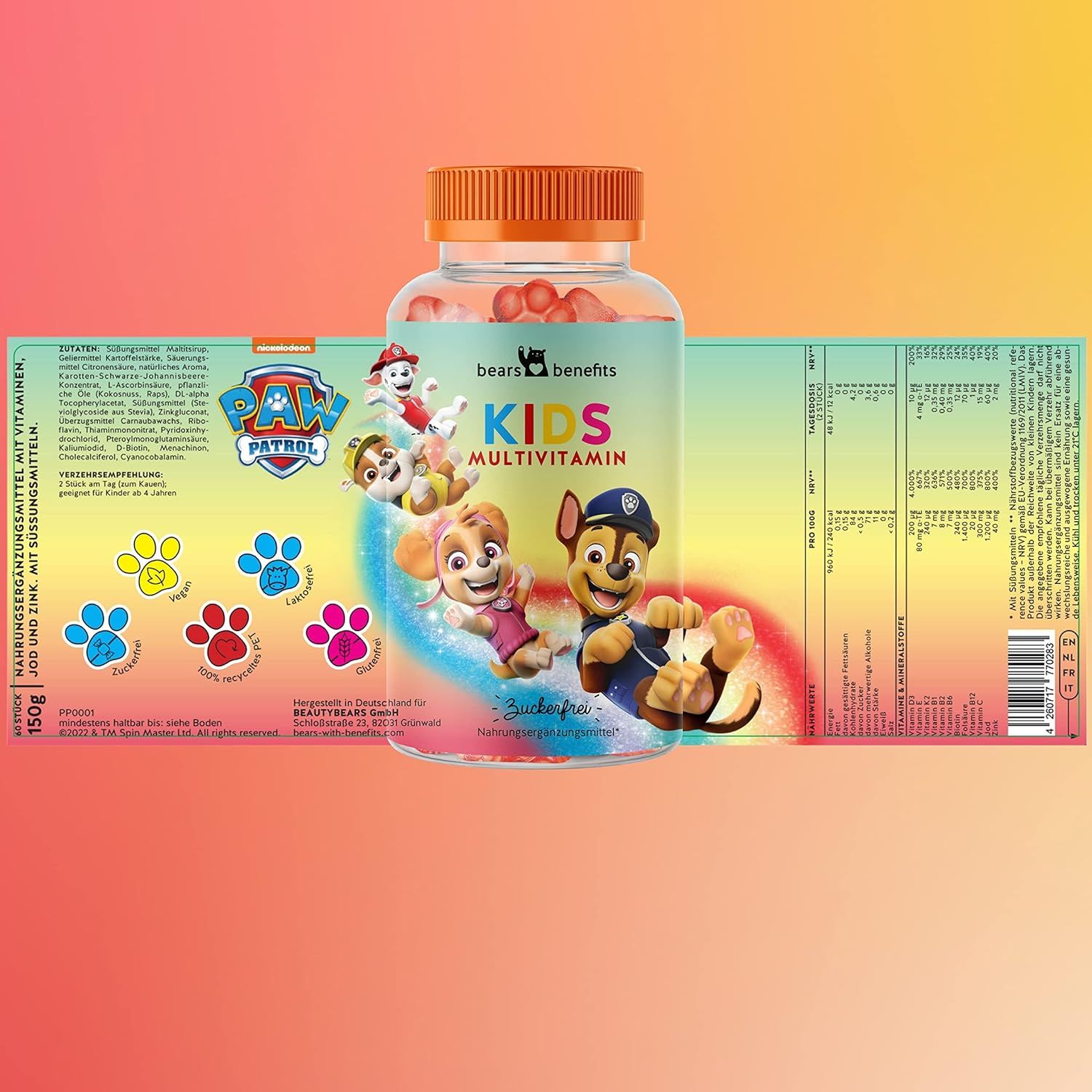 Bears with Benefits PAW Patrol Kinder Multivitamin Gummibärchen