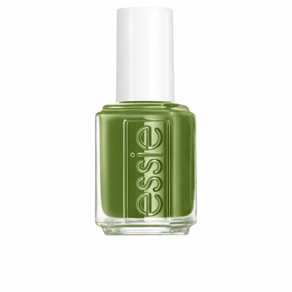 Essie Nagellack, Farbton Willow In The. Flasche mit weißem Deckel. Grüner Lack. Essie-Logo auf der Vorderseite.