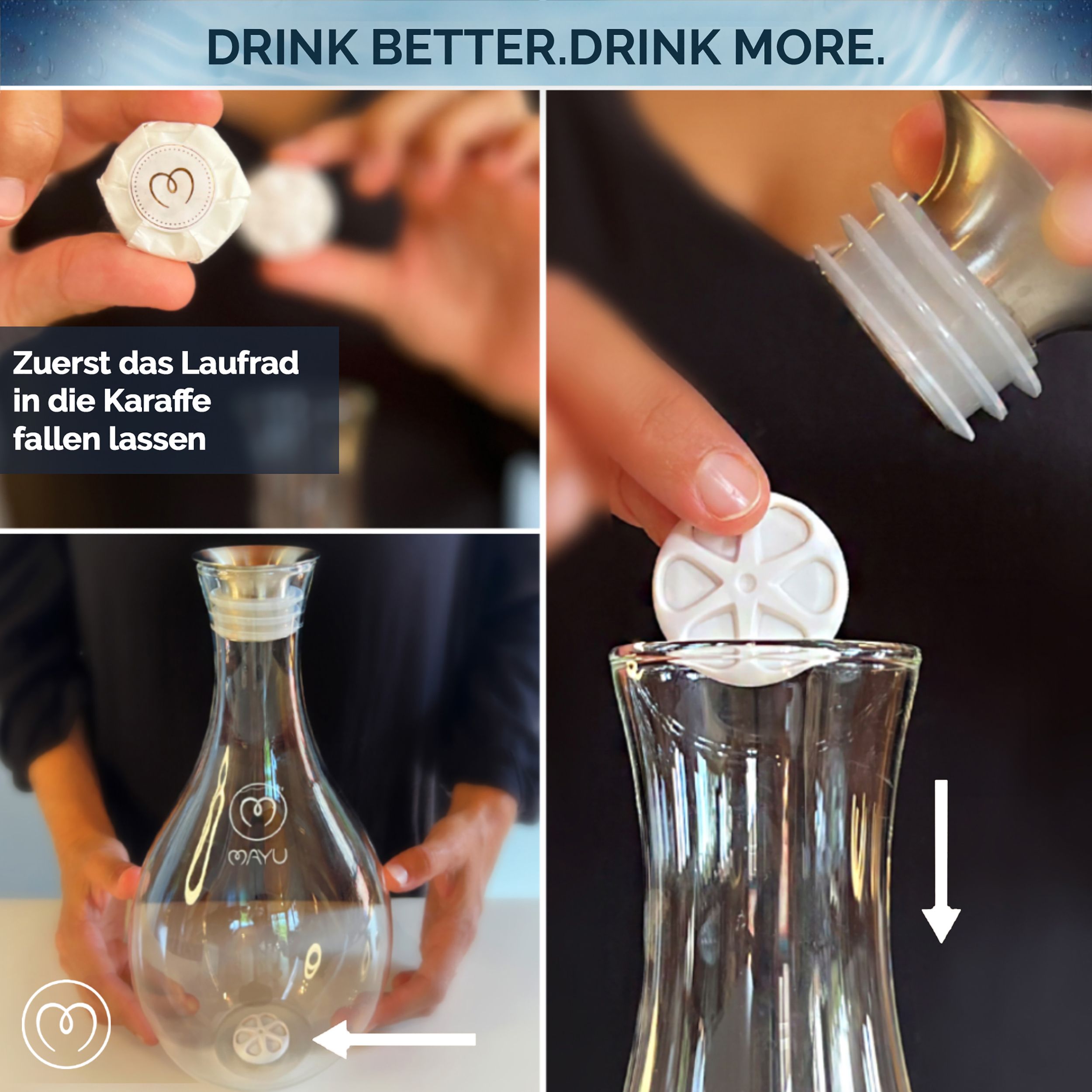 MAYU Water Swirl - Wasserkaraffe mit Wirbelbewegung