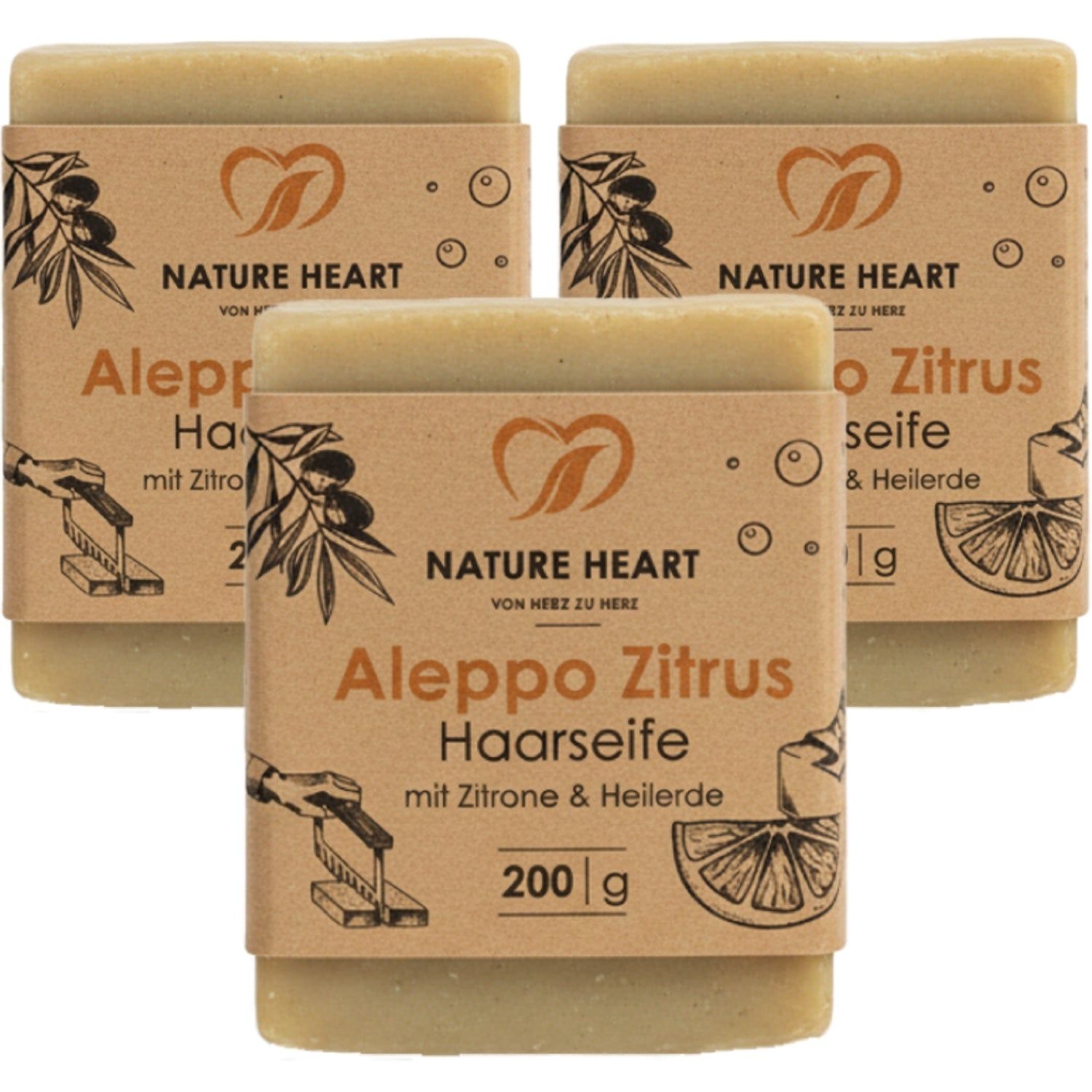 Nature Heart Aleppo Seife - Zitrus Haarseife