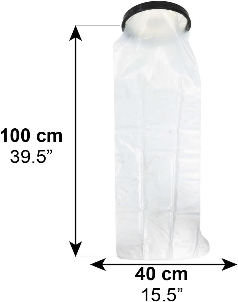 Schutzhülle für Bein, 100 cm lang, 40 cm breit, mit schwarzem Ringverschluss.