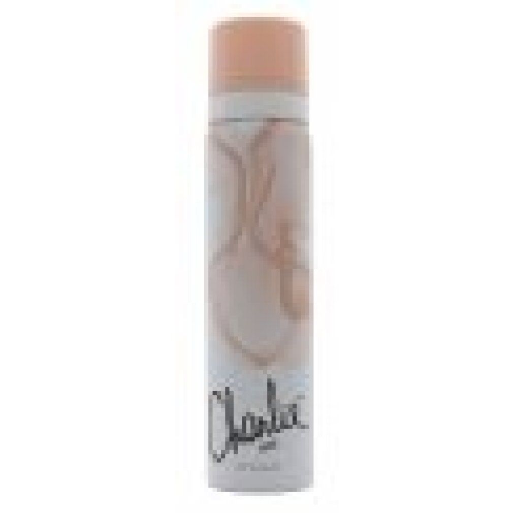 Körper-Spray-Dose, weiß mit rosa Akzenten. Aufschrift "Charlie CHIC". Rosa Deckel.