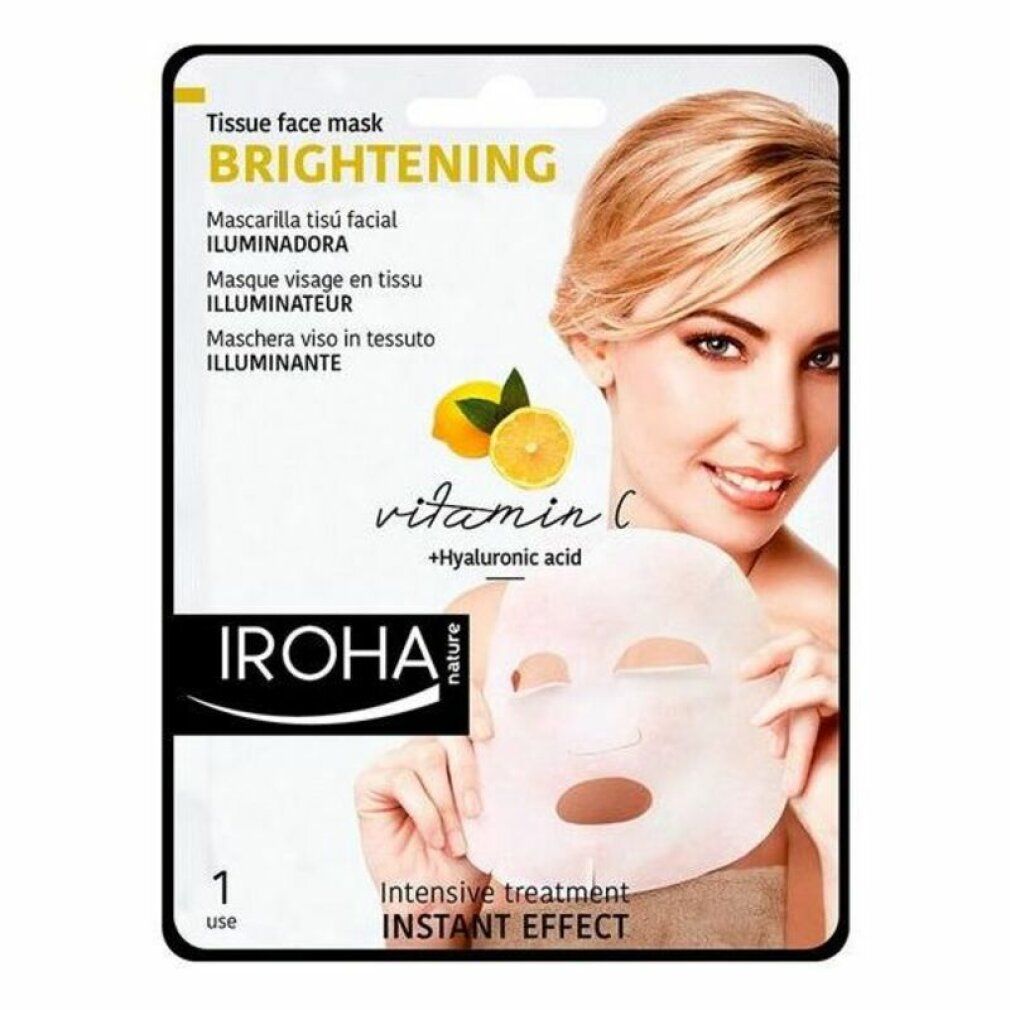 Iroha Nature Gesichtsmaske mit Vitamin C und Hyaluronsäure für strahlende Haut.