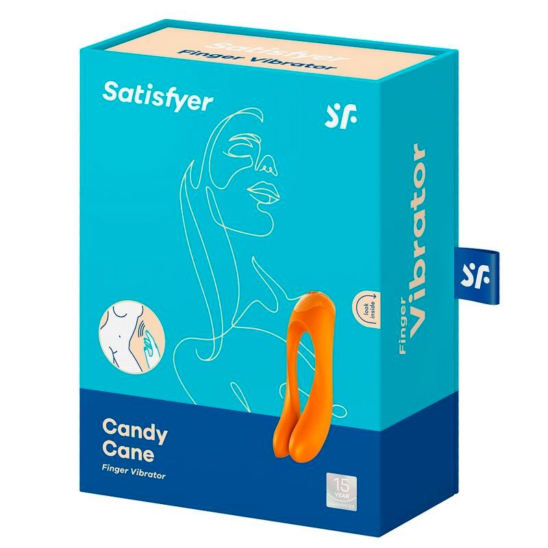 Verpackung eines orangefarbenen Finger Vibrators