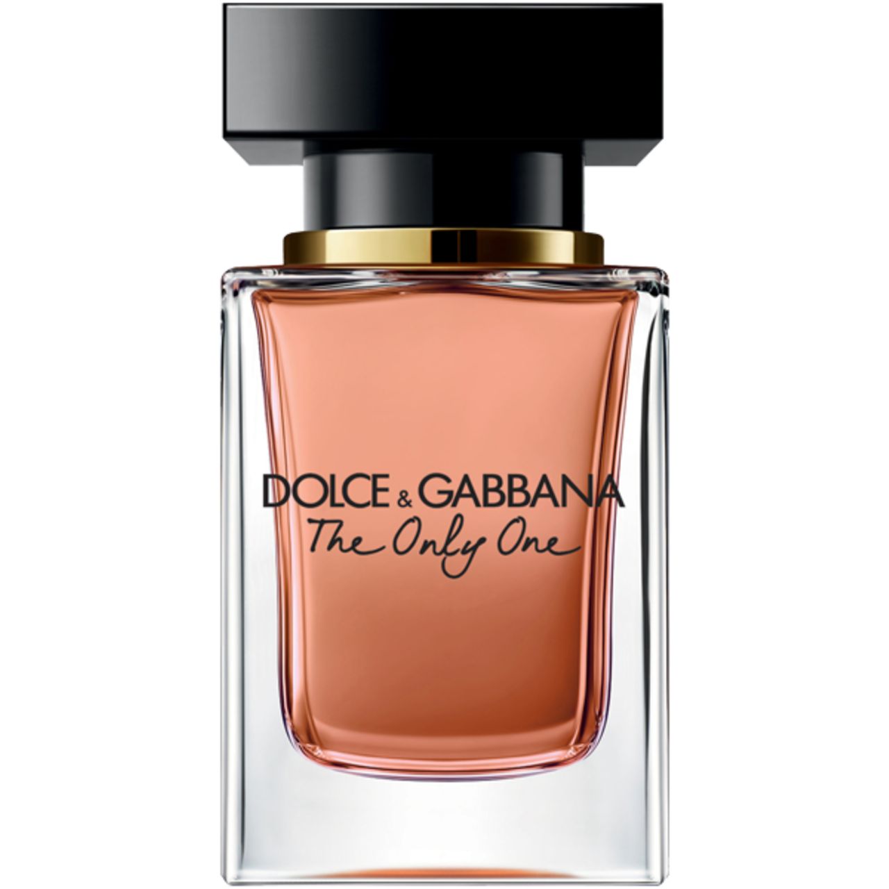 Dolce & Gabbana The Only One Eau de Parfum Flakon mit schwarzem Deckel und goldenem Ring.