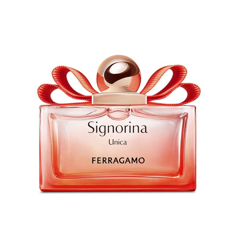FERRAGAMO Signorina Unica Eau de Parfum Flakon. Glasflakon mit Schleifen-Applikation am Verschluss. 50 ml.