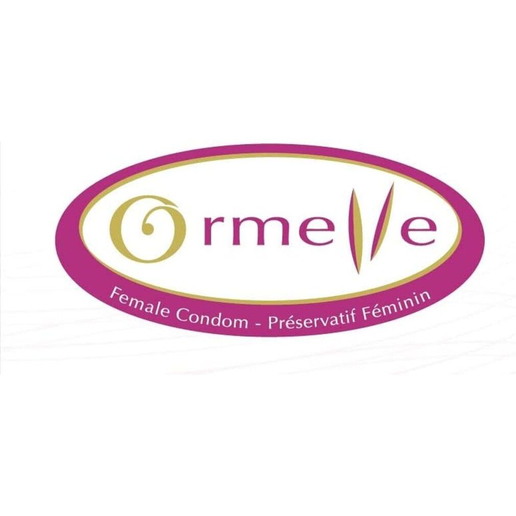 Ovales Logo Ormelle, Female Condom. Text: Préservatif Féminin.