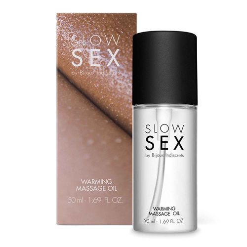 Klarer Flakon mit schwarzem Deckel. Aufschrift: SLOW SEX. Mit Verpackung.