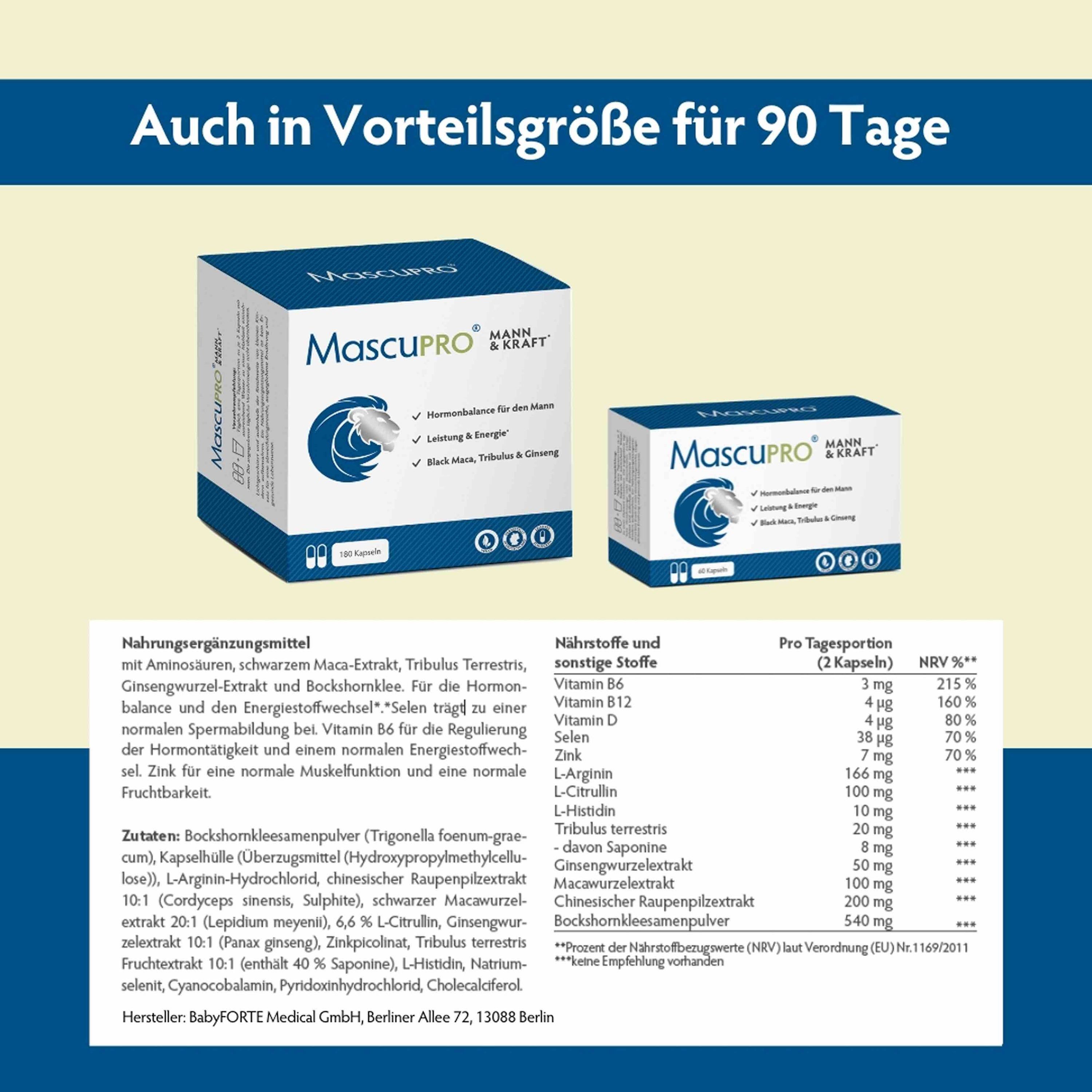 Produktboxen in Normal- und Vorteilgröße (90 Tage). Nährwertangaben.