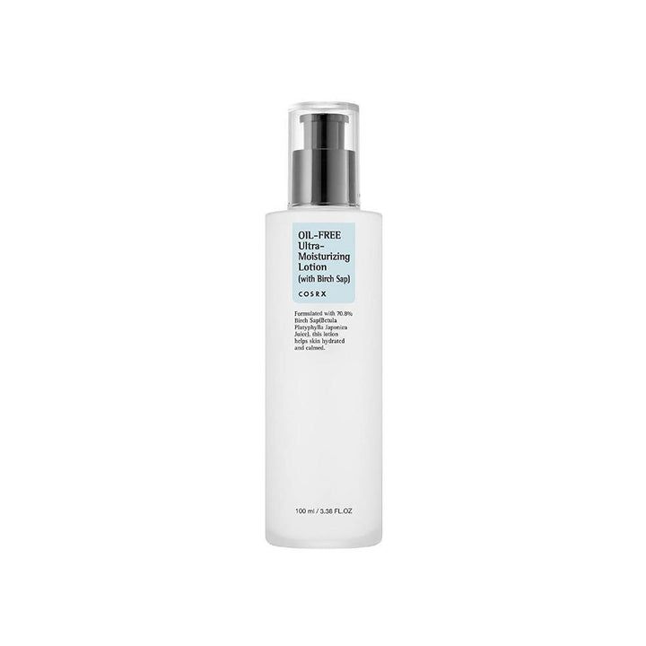 Weiße Flasche mit schwarzem Pumpverschluss. Aufkleber mit Produktnamen und Inhaltsstoffen. Marke COSRX.
