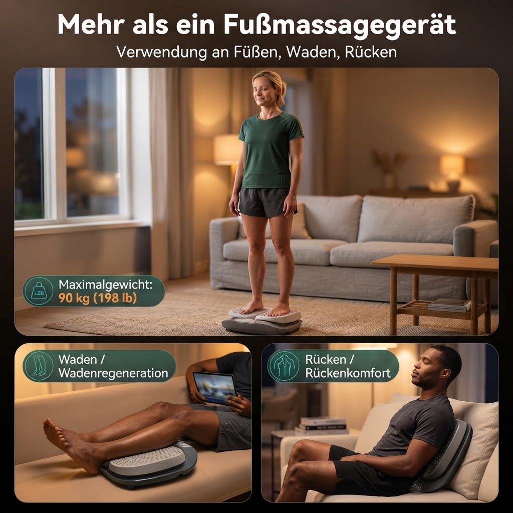 Rückenmassagekissen mit Wärmefunktion und NTC-Überhitzungsschutz, 2 Heizstufen.