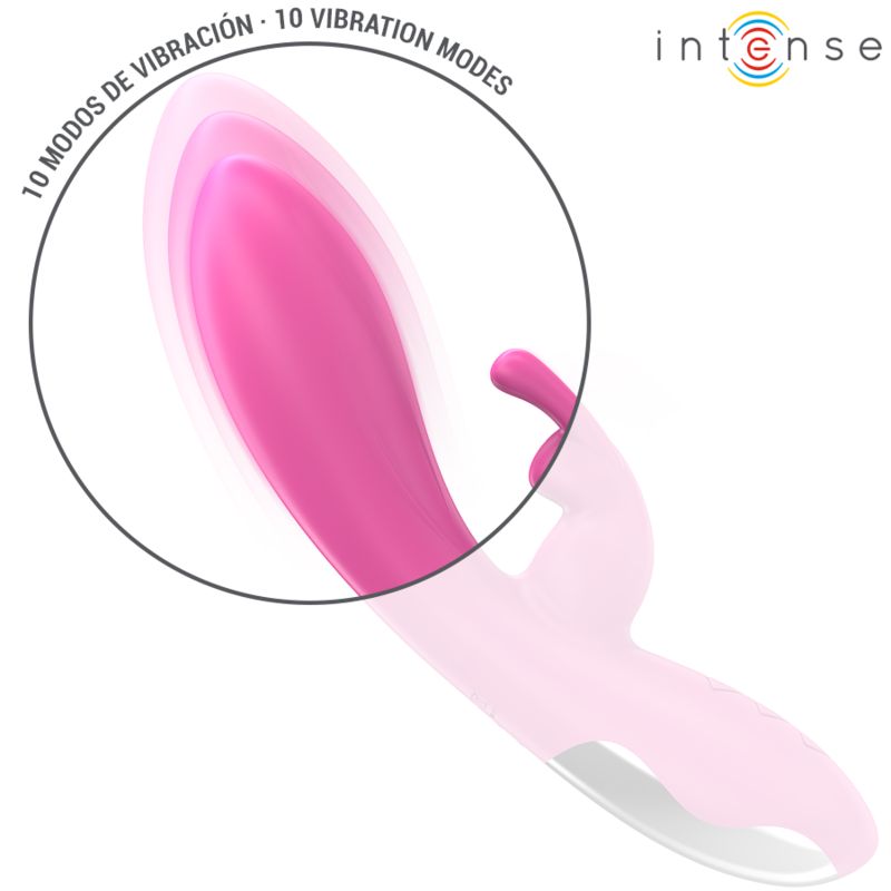Nahaufnahme des Vibratorkopfes, der 10 Vibrationsmodi anzeigt. Zeigt die vibrierende Bewegung des Produkts.