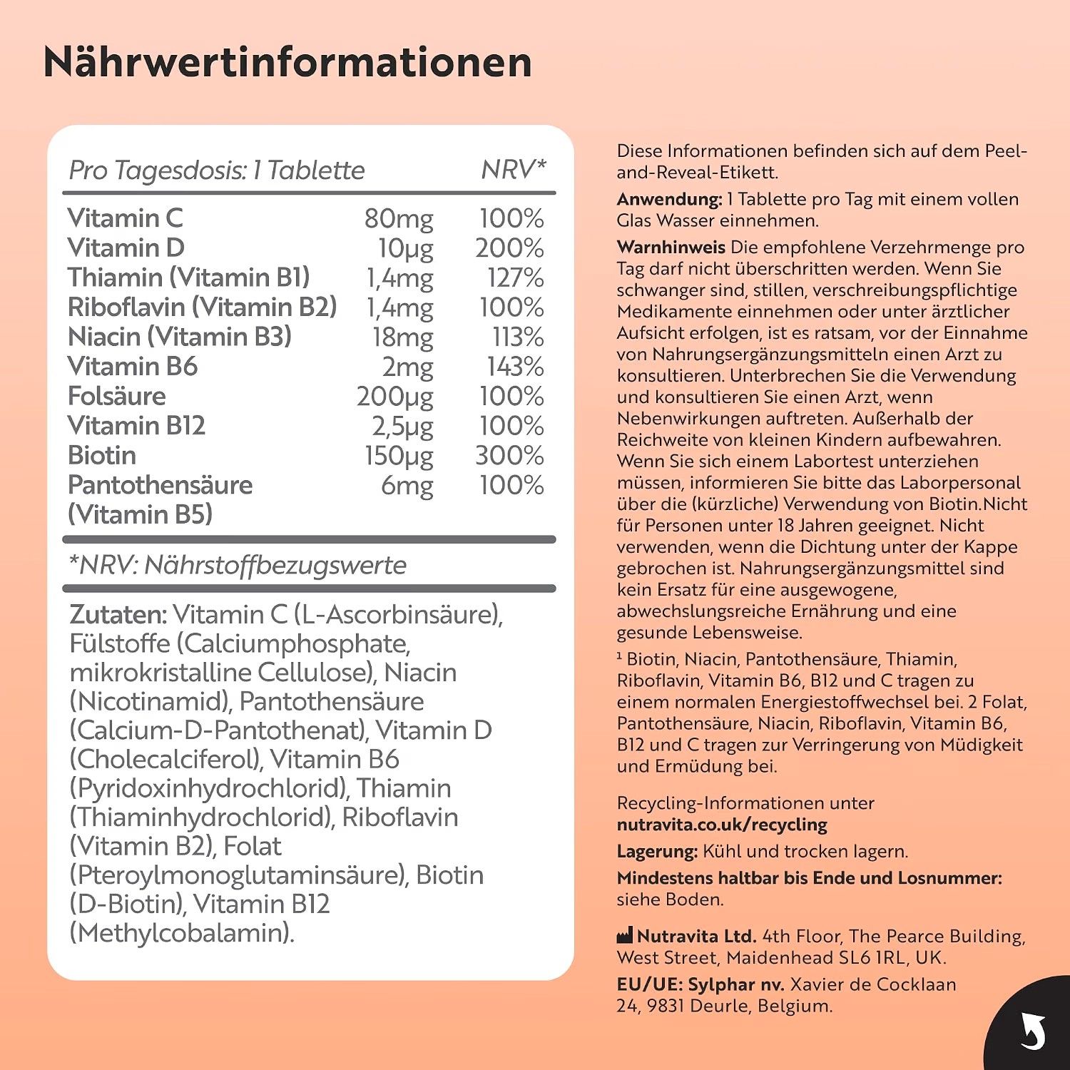 Nutravita Vitamin-B-Komplex mit Vitamin C und D