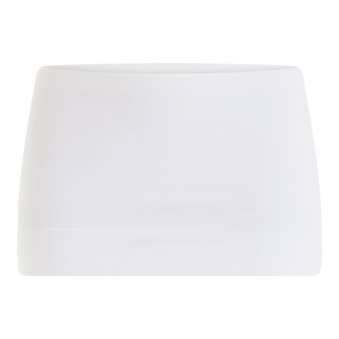 Weißes, rechteckiges Produkt mit abgerundeten Kanten. Blick von vorne.