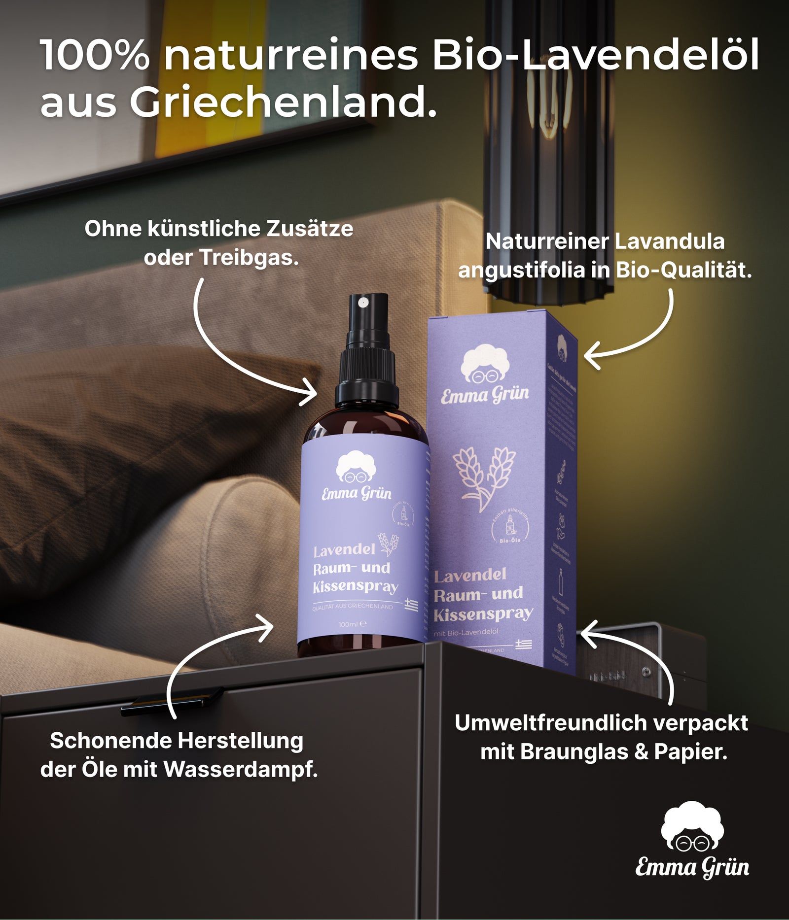 Emma Grün® Lavendel Raumspray & Kissenspray Bio