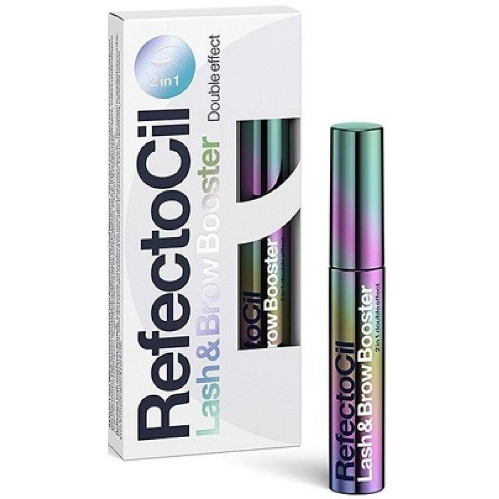 Lash & Brow Booster mit Verpackung. Produktname und Logo deutlich sichtbar.