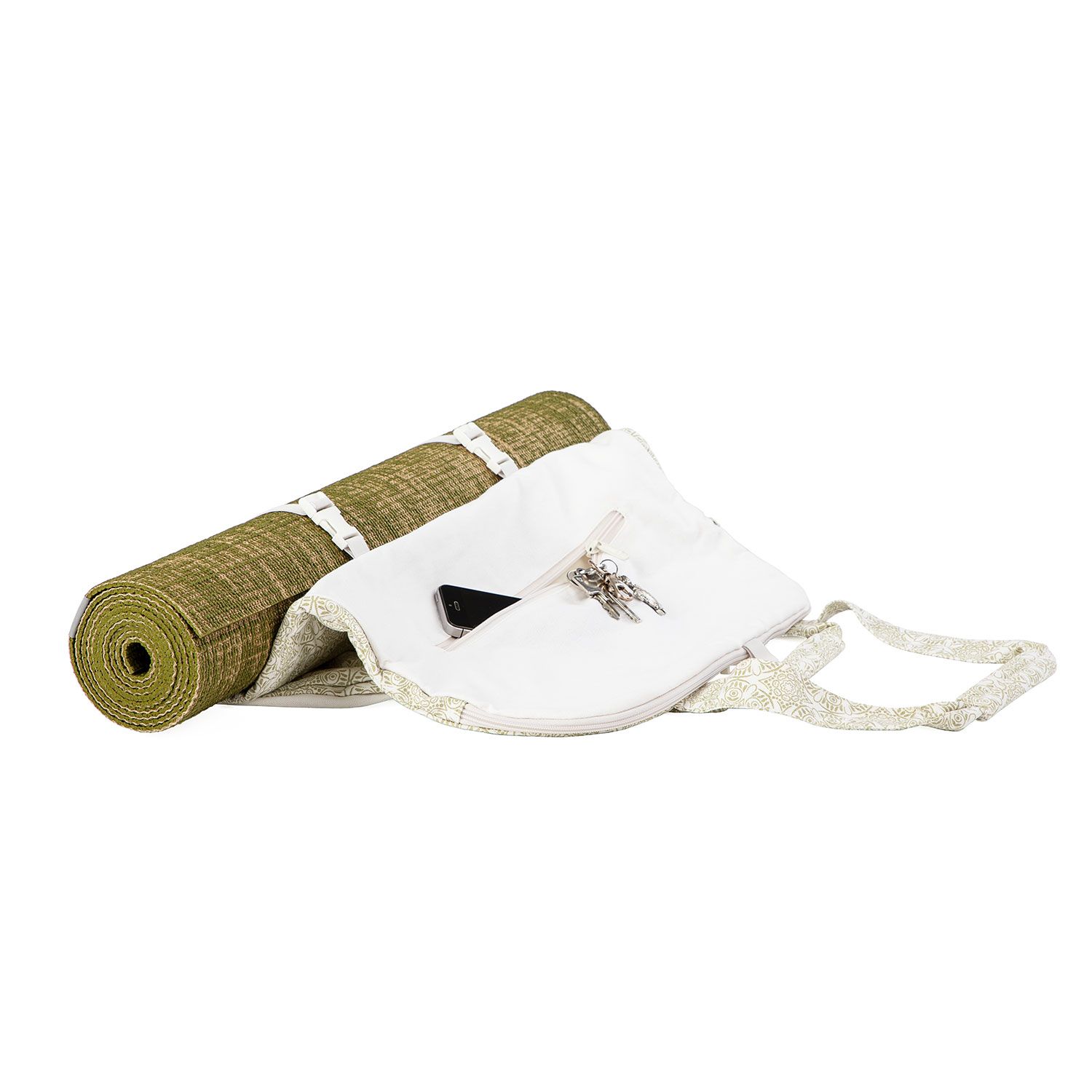 Maharaja Collection: Gemusterte Yoga Bag NAMASTÉ "Madurai", ecru