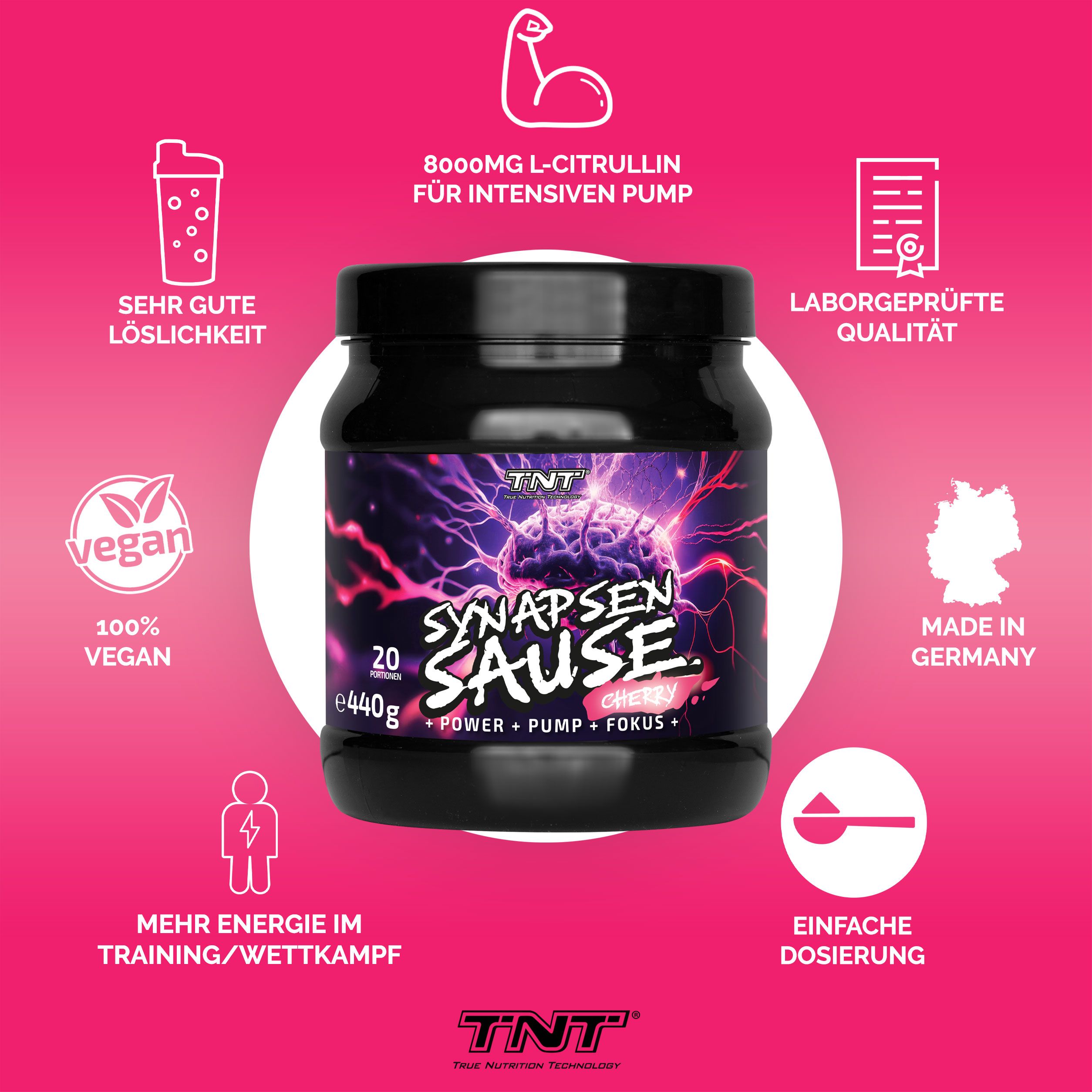 TNT Synapsensause - Trainingsbooster mit Koffein, Guarana, L-Citrulline