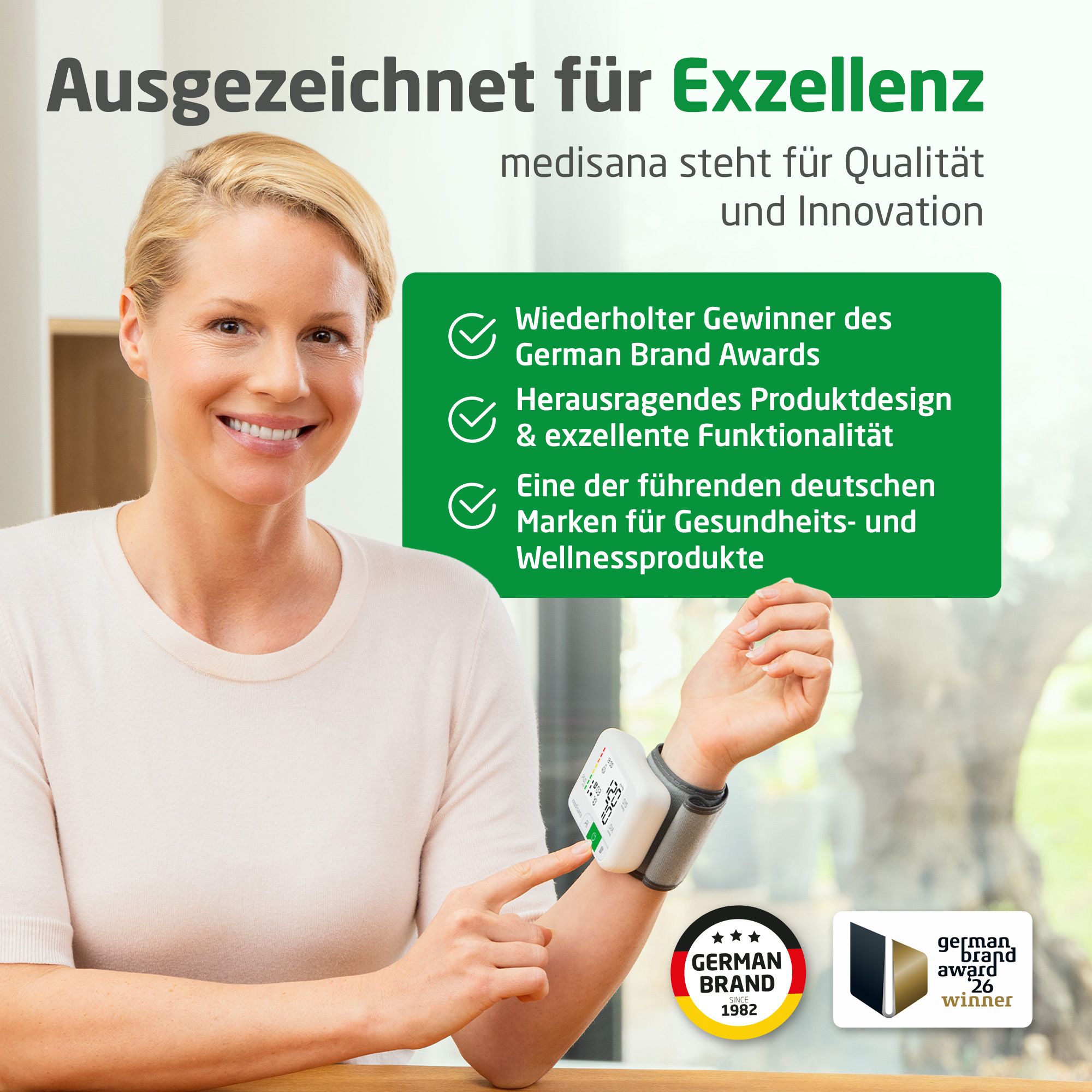 Medisana Handgelenk-Blutdruckmessgerät: Ausgezeichnet für Exzellenz, German Brand Award Gewinner, führende deutsche Marke.