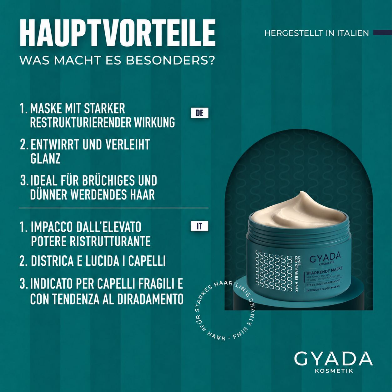 Gyada Cosmetics Stärkende Maske mit Spirulina und pflanzlichen Proteinen.